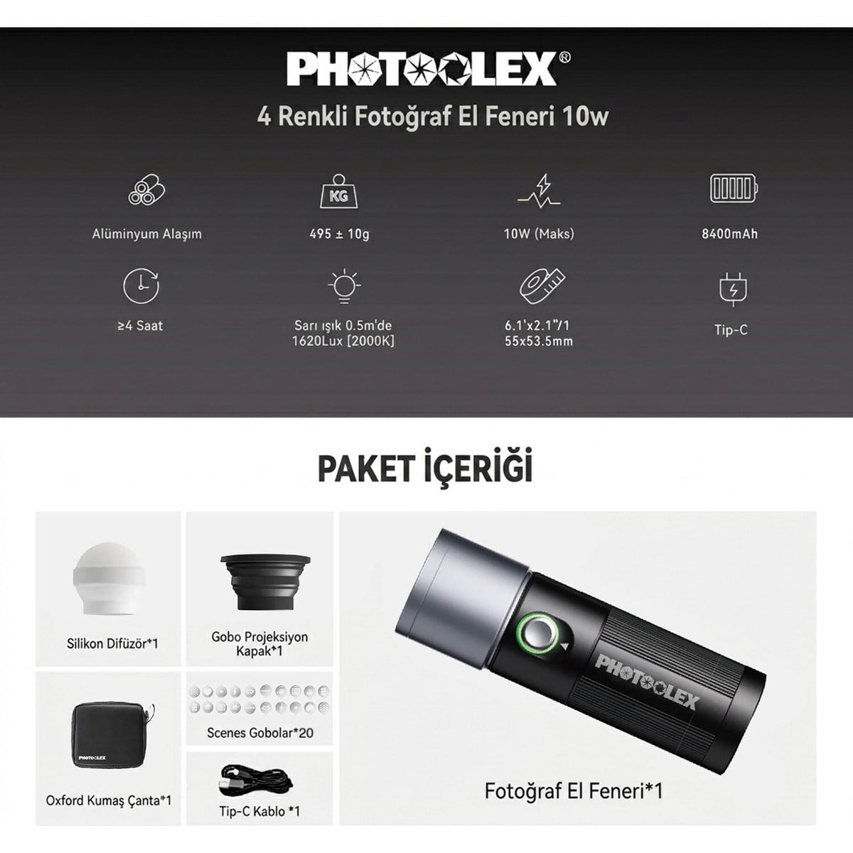 PHOTOOLEX 10W Video Spot Işığı - 10W4C