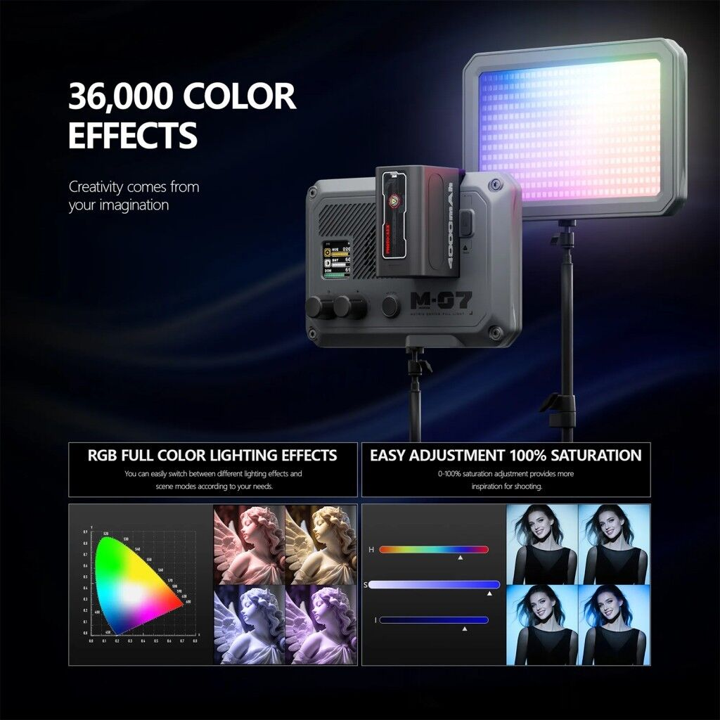 Photoolex Matrix 7 RGB 7 İnç 36W Profesyonel Video Fotoğraf ve Canlı Yayın LED Panel Işık - LS-174-01