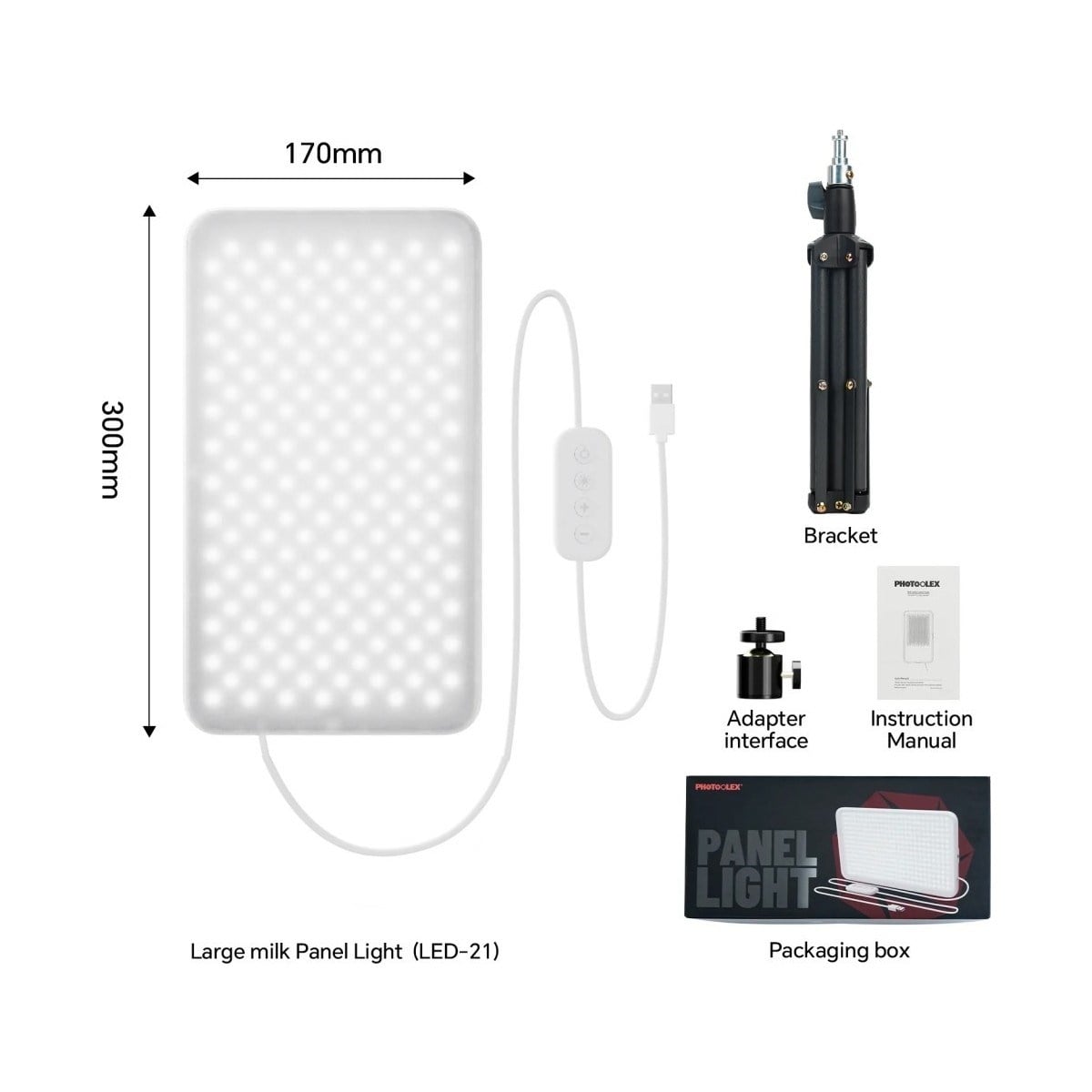 PHOTOOLEX Milkglow Pro Soft Panel LED Video ve Fotoğraf Işığı - LS-103PL-02