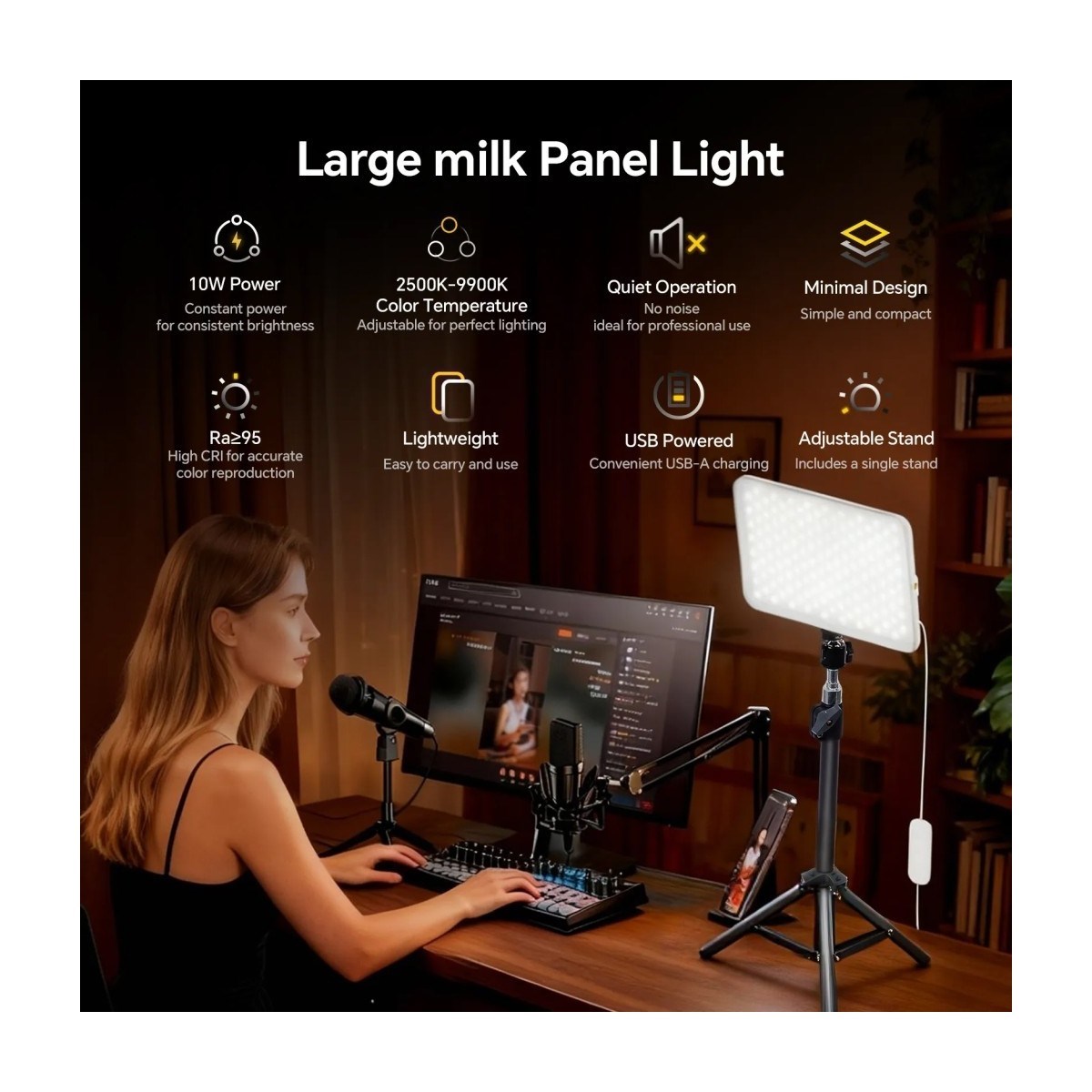 PHOTOOLEX Milkglow Pro Soft Panel LED Video ve Fotoğraf Işığı - LS-103PL-02