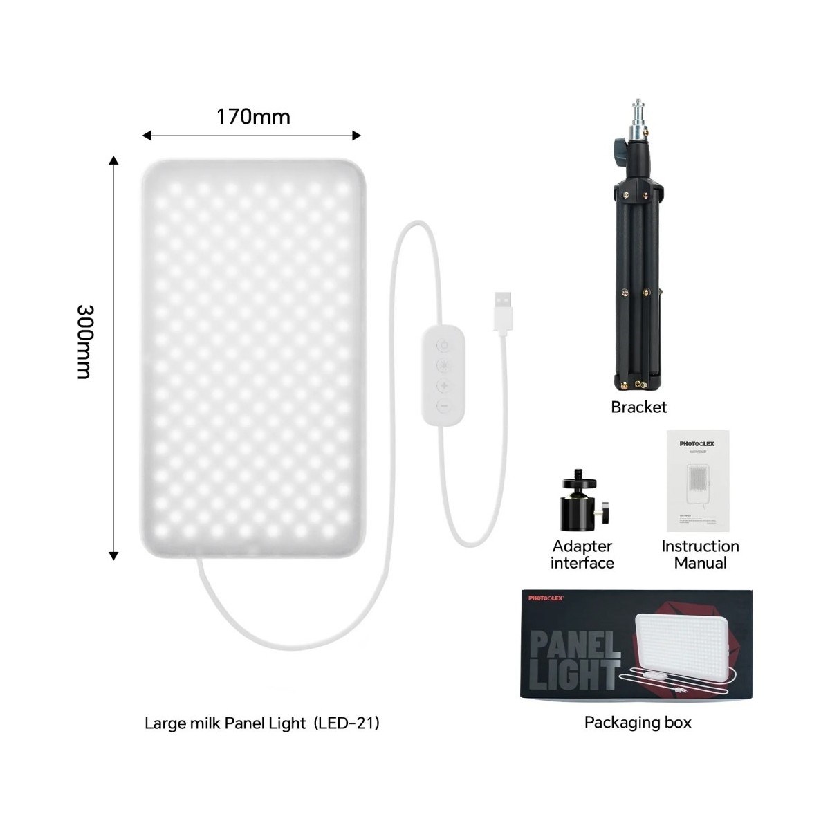 PHOTOOLEX Milkglow Pro Soft Panel LED Video ve Fotoğraf Işığı - LS-103PL-02