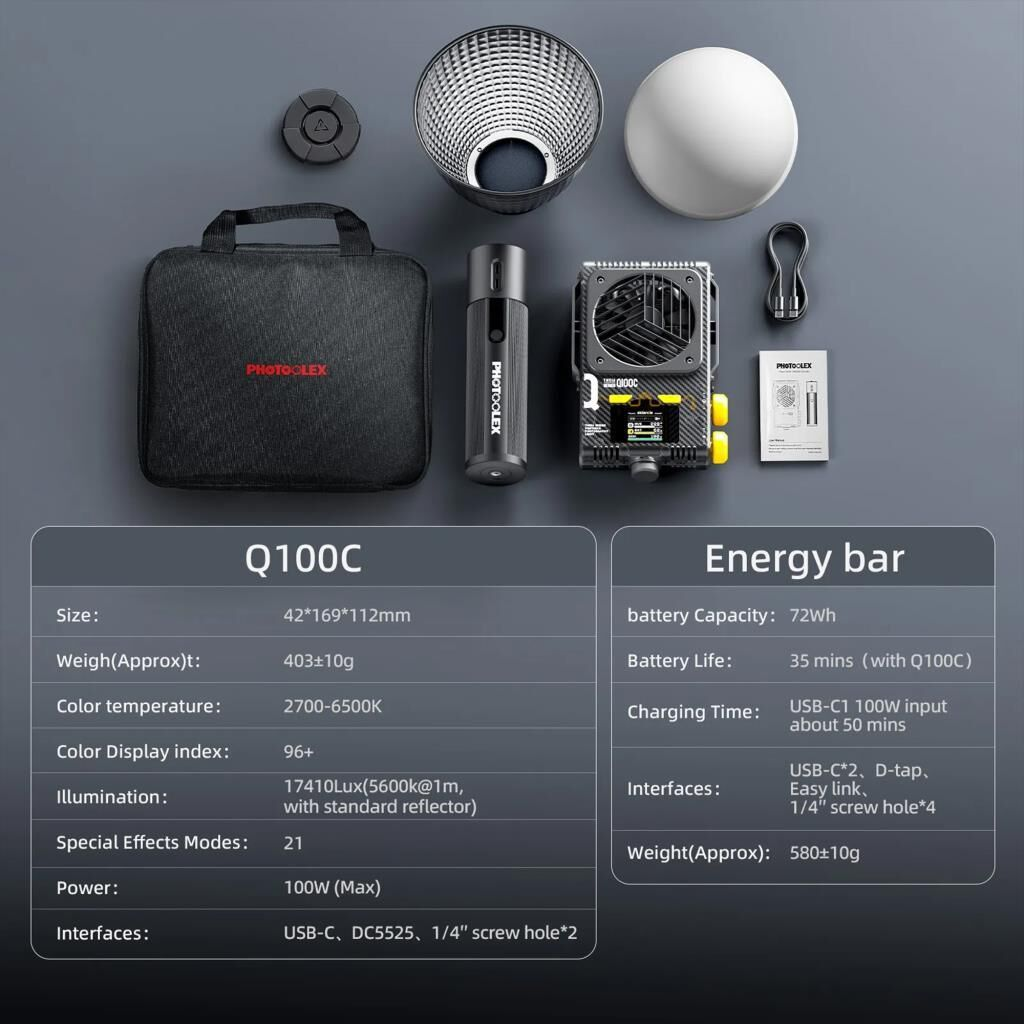 Photoolex Q100C 100W RGB COB LED Işık - Q100C-RGBCOB