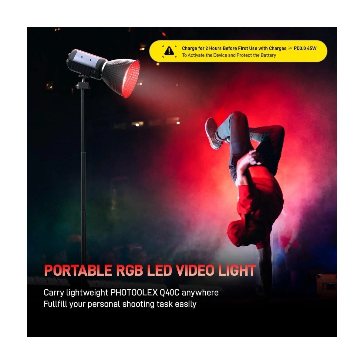 PHOTOOLEX Q40C 40W App Kontrollü Rgb Taşınabilir Cob Video Işığı - LS-199PL