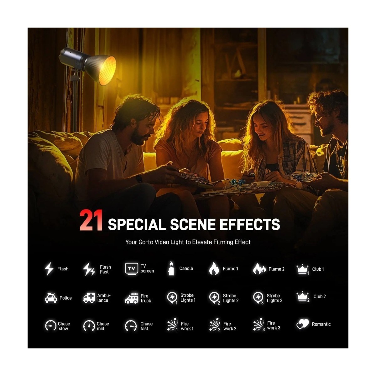 PHOTOOLEX Q40C 40W App Kontrollü Rgb Taşınabilir Cob Video Işığı - LS-199PL