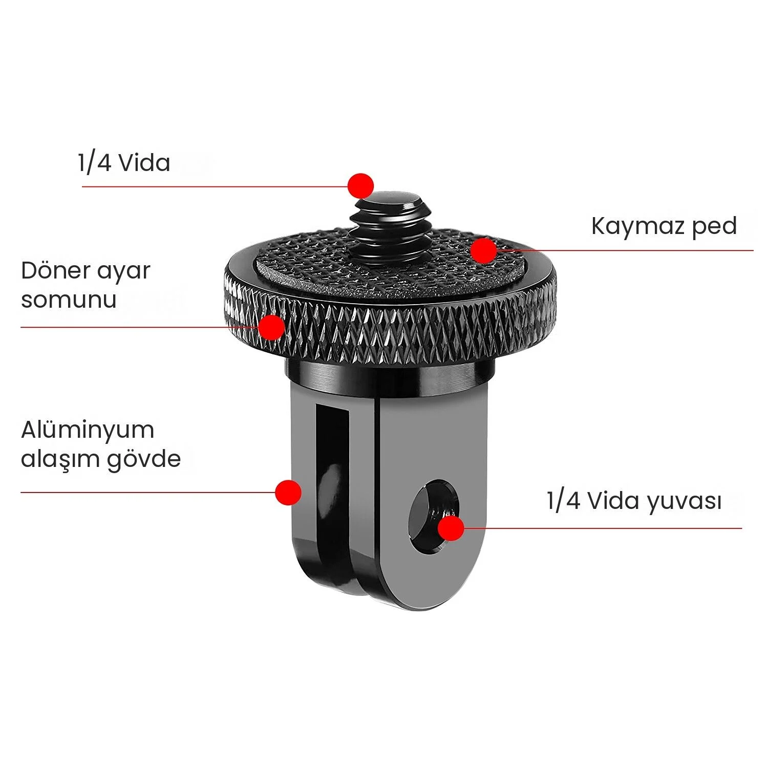 PULUZ 1/4 İnç Vidalı Metal Tripod Dönüştürücü Adaptör