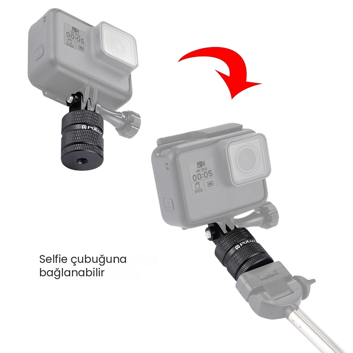 PULUZ 1/4 İnç Yuvalı CNC Tripod Dönüştürücü Adaptör