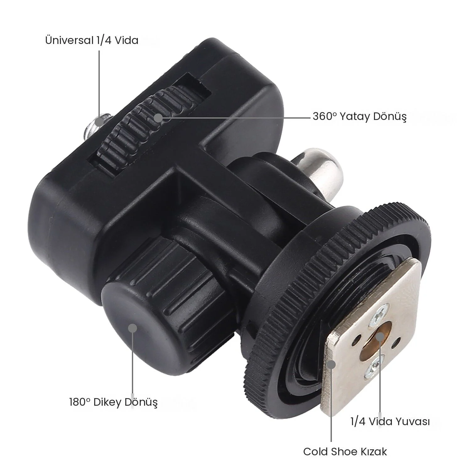 PULUZ 1/4 İnç Yuvalı Cold Shoe Flaş Kızağı Tripod Adaptörü