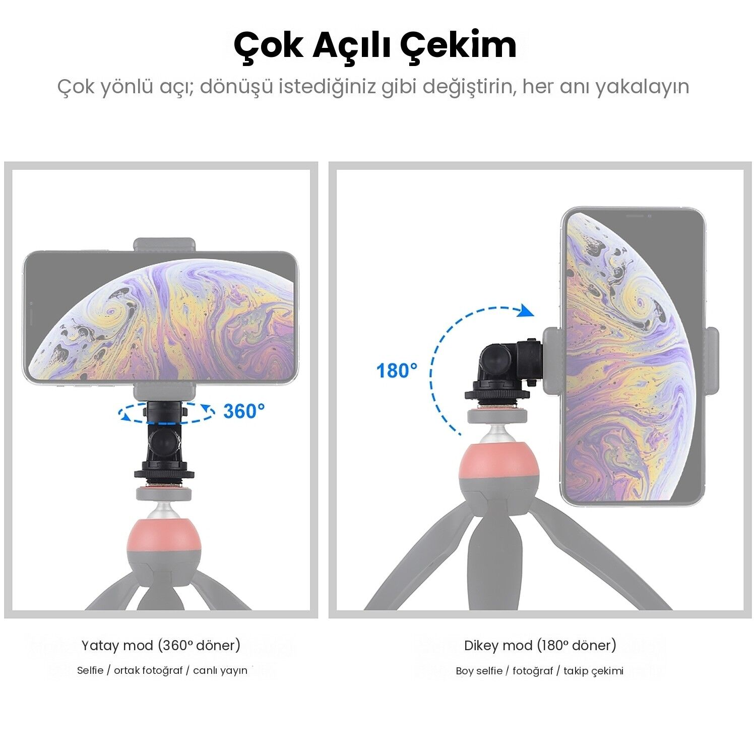 PULUZ 1/4 İnç Yuvalı Cold Shoe Flaş Kızağı Tripod Adaptörü