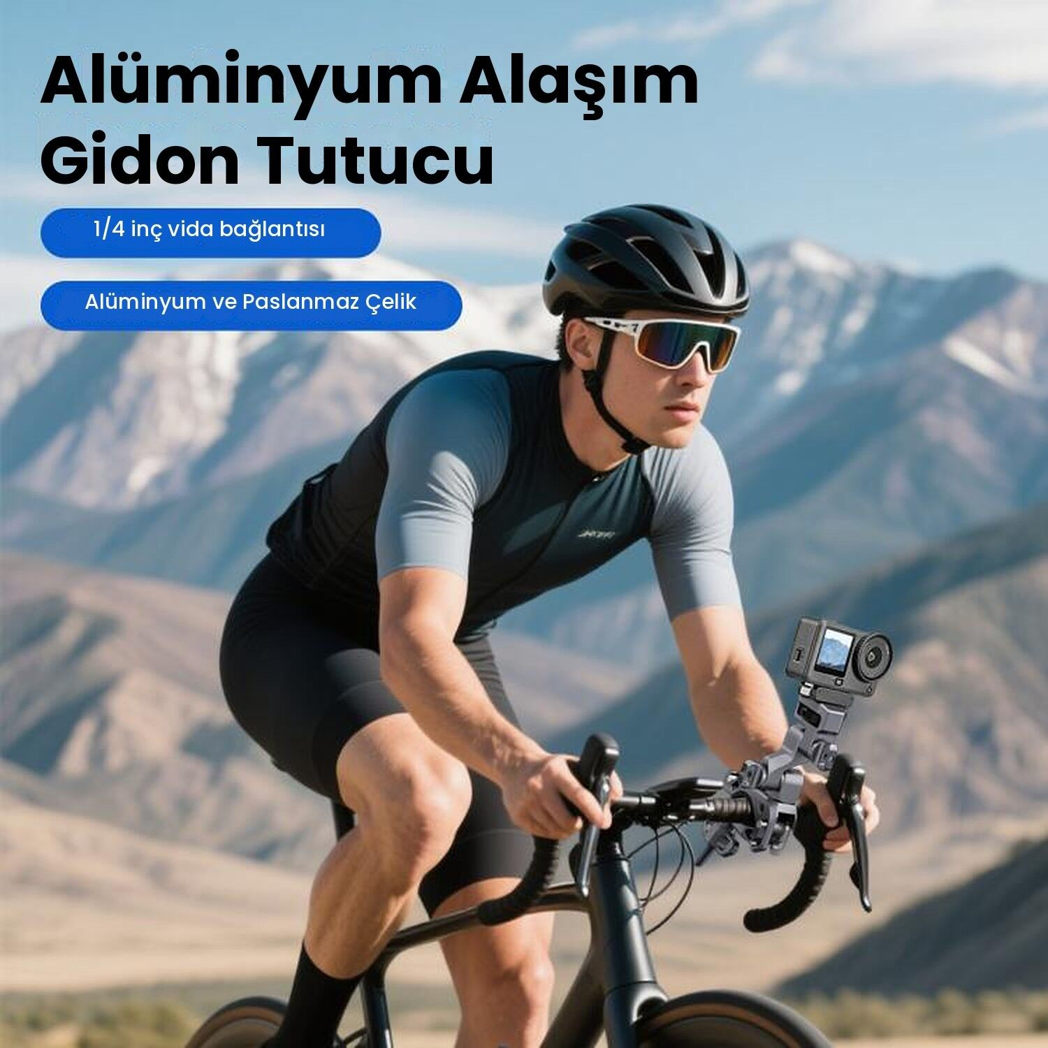 PULUZ 3 Yönlü Alüminyum Gidon Kamera Tutucu