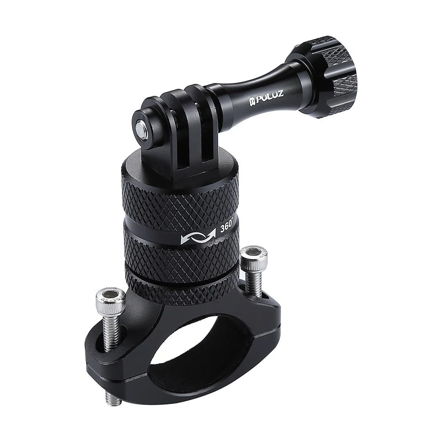 PULUZ 360° Alüminyum Bisiklet Gidon Bağlantı Aparatı (Siyah)