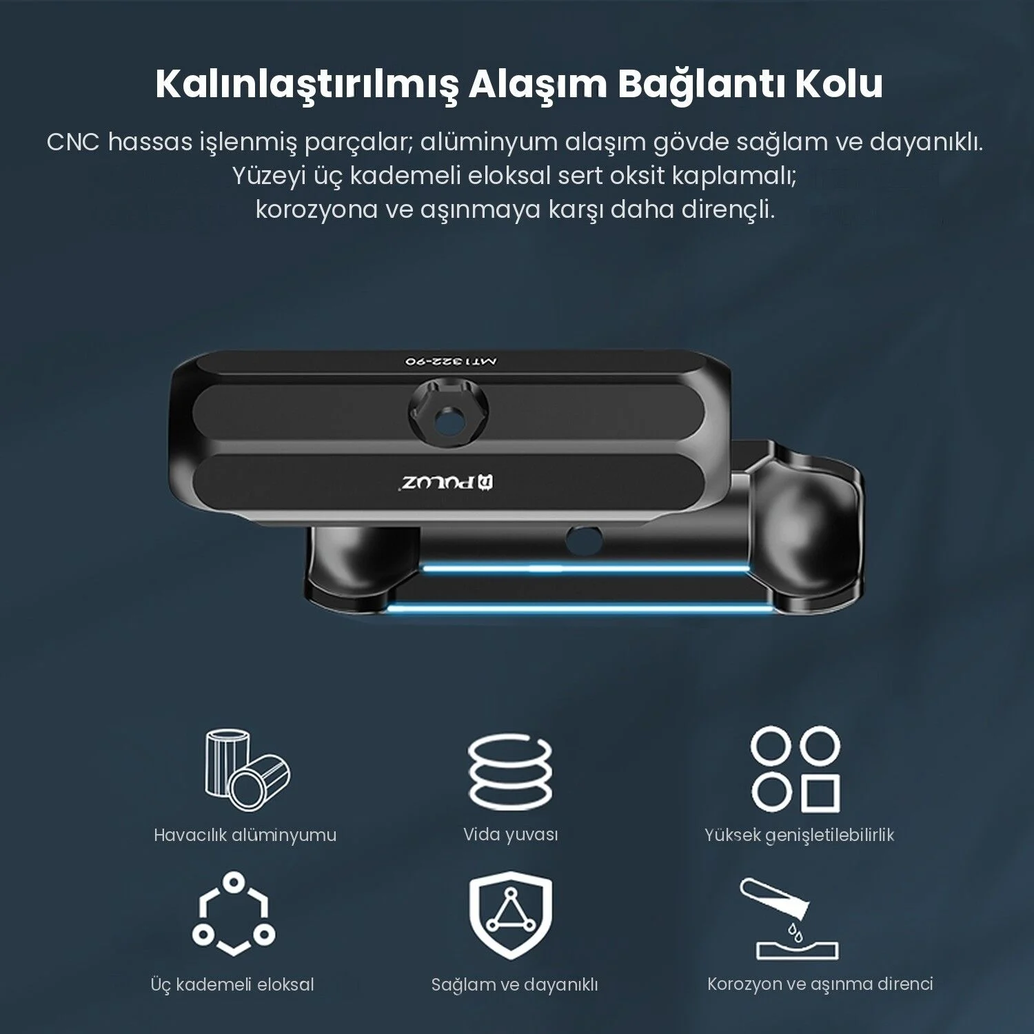 PULUZ Alüminyum Dikiz Aynası Magic Arm Kamera Tutucu Büyük Kıskaç