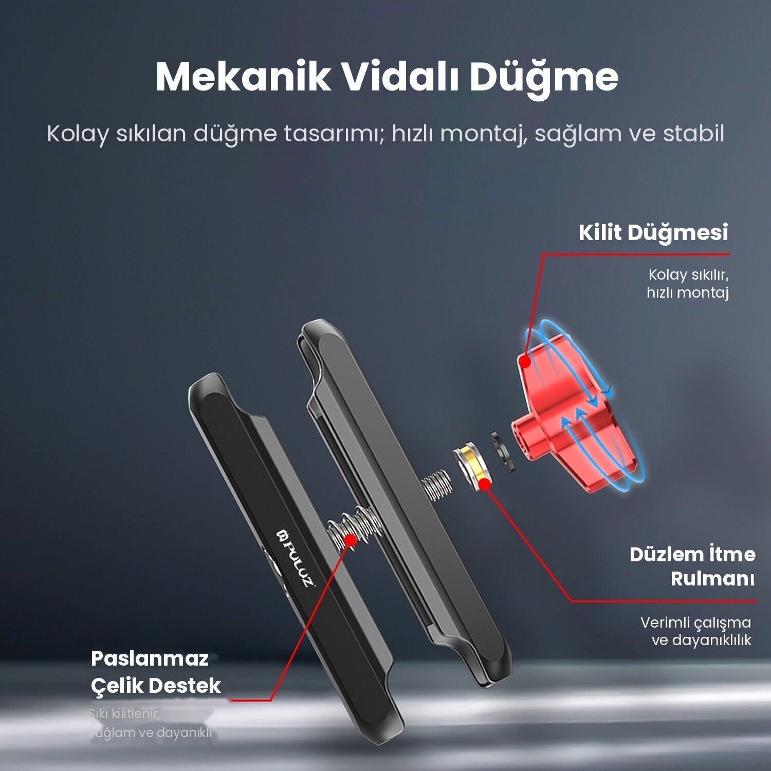 PULUZ Alüminyum Dikiz Aynası Magic Arm Kamera Tutucu Küçük Kıskaç