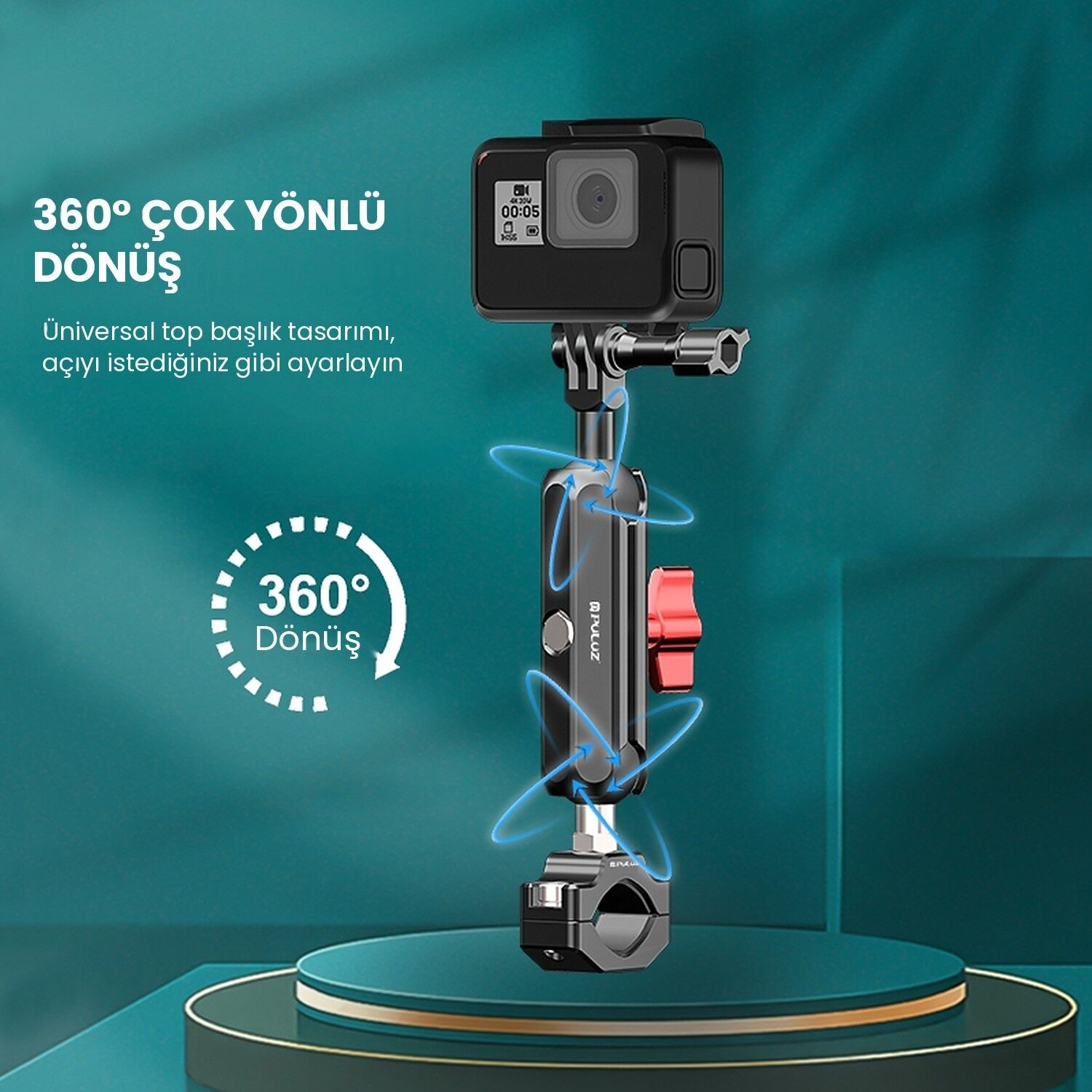 PULUZ Alüminyum Dikiz Aynası Magic Arm Kamera Tutucu Küçük Kıskaç