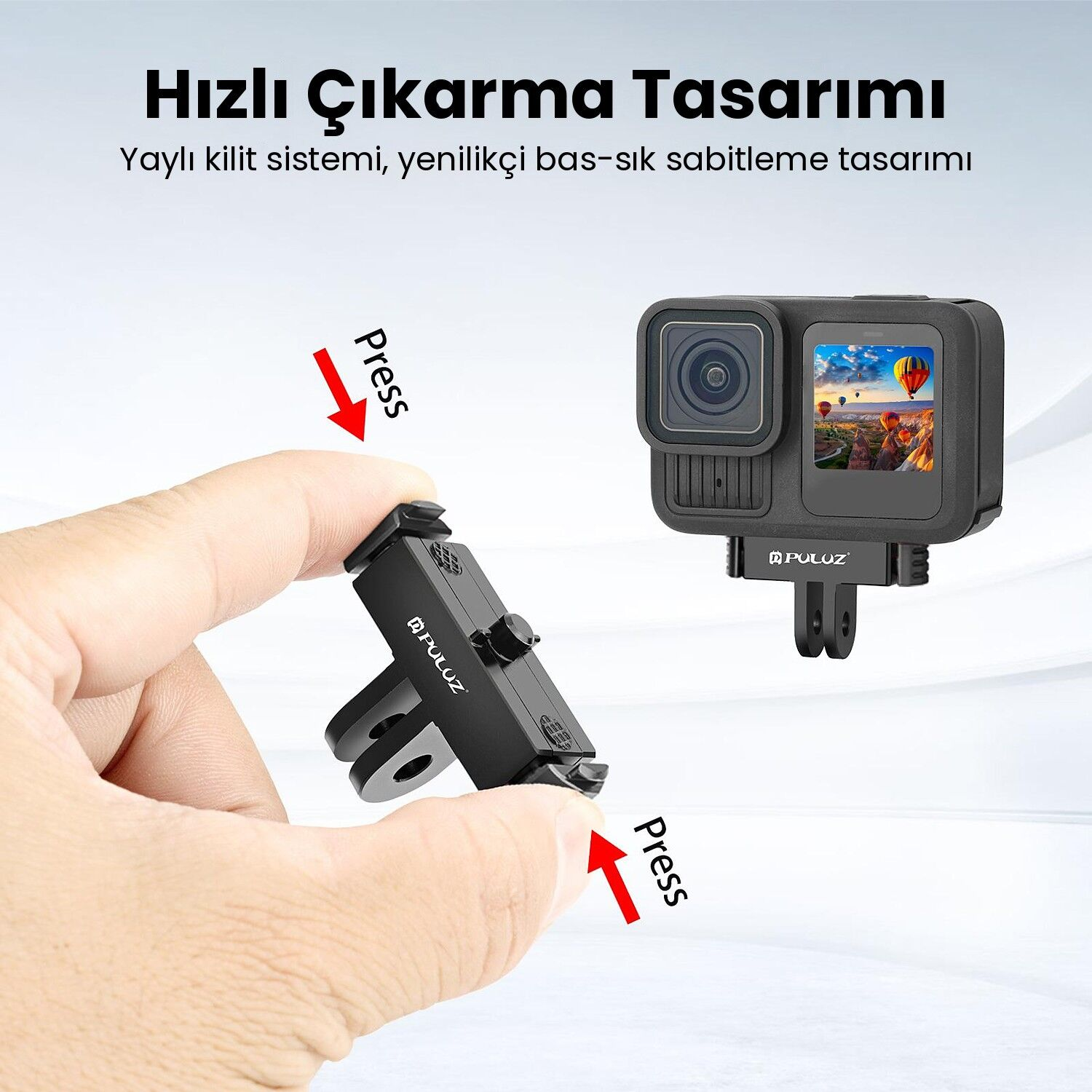 PULUZ GoPro HERO13 / MAX2 / MISSION 1 Manyetik Hızlı Çıkarma Tabanı