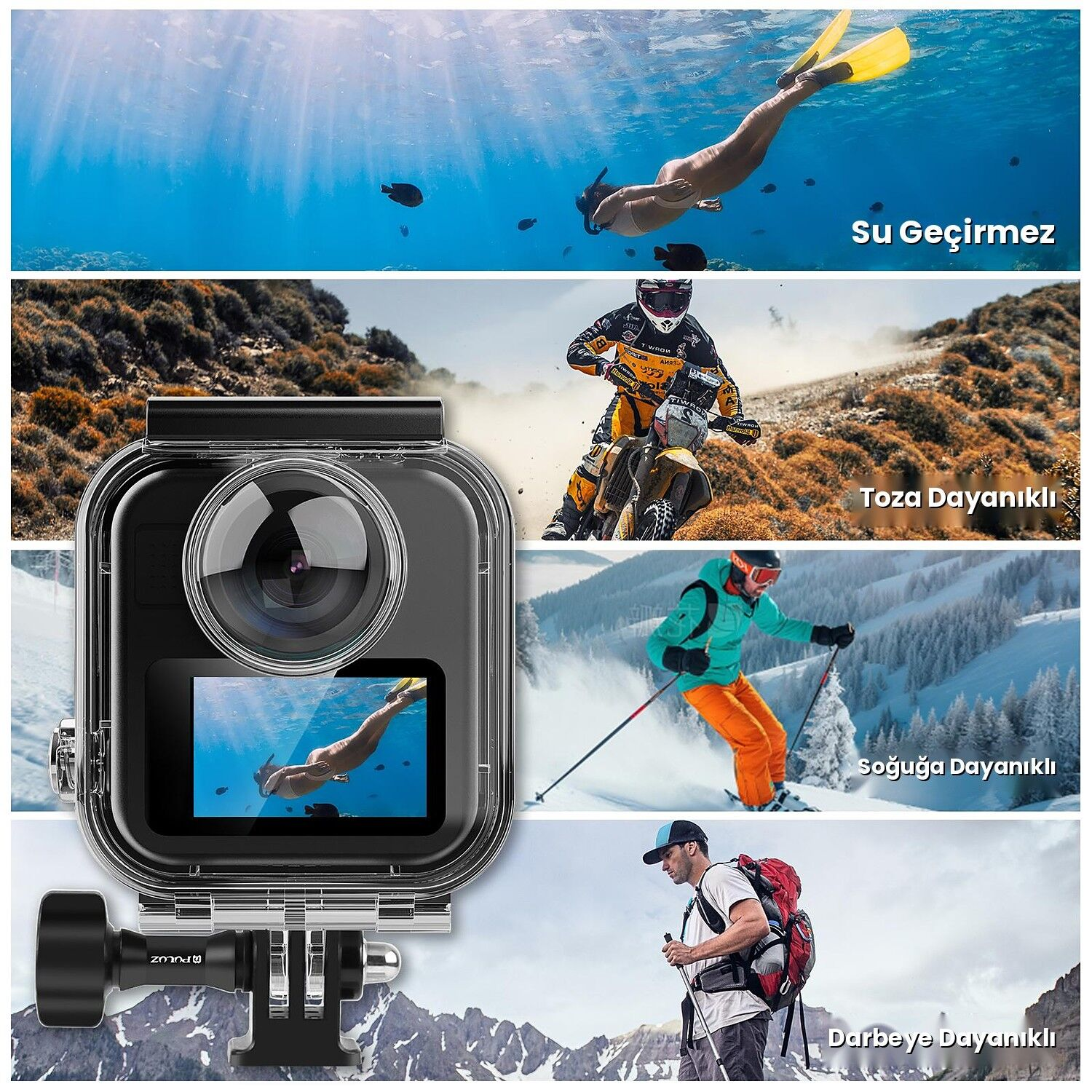 PULUZ GoPro MAX 2 45m Su Altı Dalış Kabı (Dive Case)