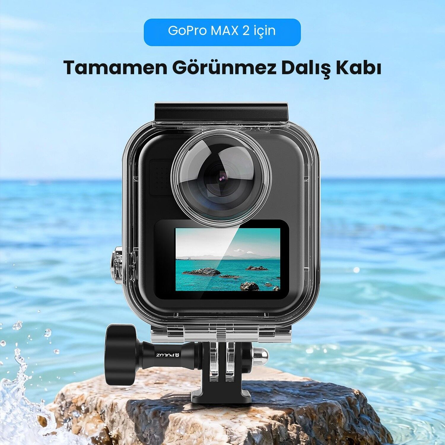 PULUZ GoPro MAX 2 45m Su Altı Dalış Kabı (Dive Case)