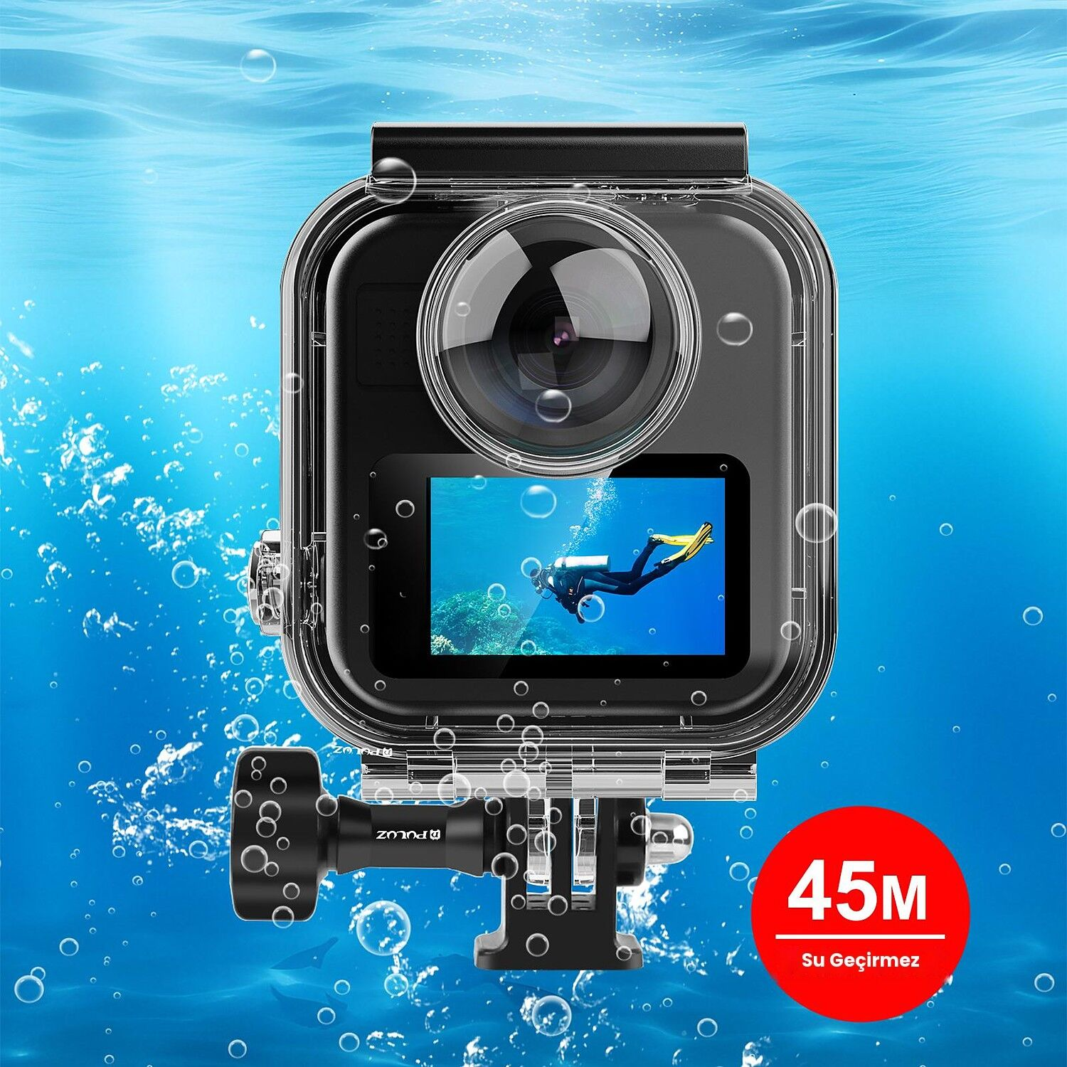 PULUZ GoPro MAX 2 45m Su Altı Dalış Kabı (Dive Case)