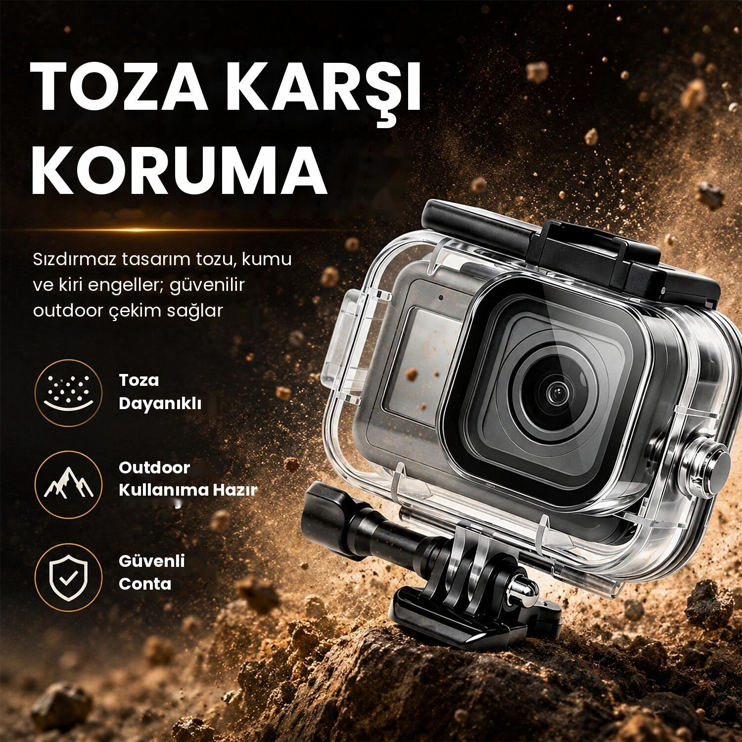PULUZ GoPro MISSION 1 / 1 PRO 60m Su Altı Dalış Kabı (Dive Case)