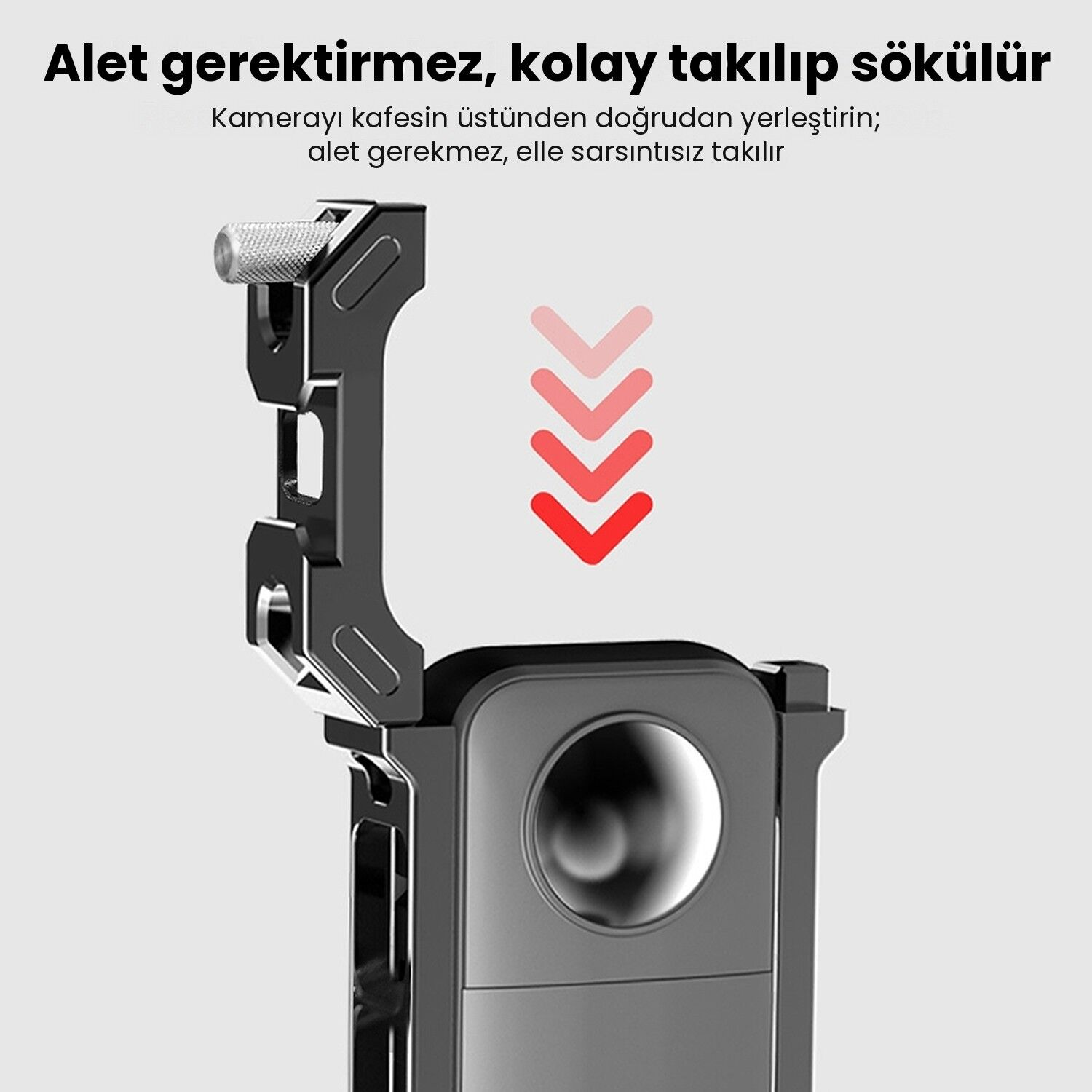 PULUZ Insta360 X3 Metal Kafes Cold Shoe Yuvalı