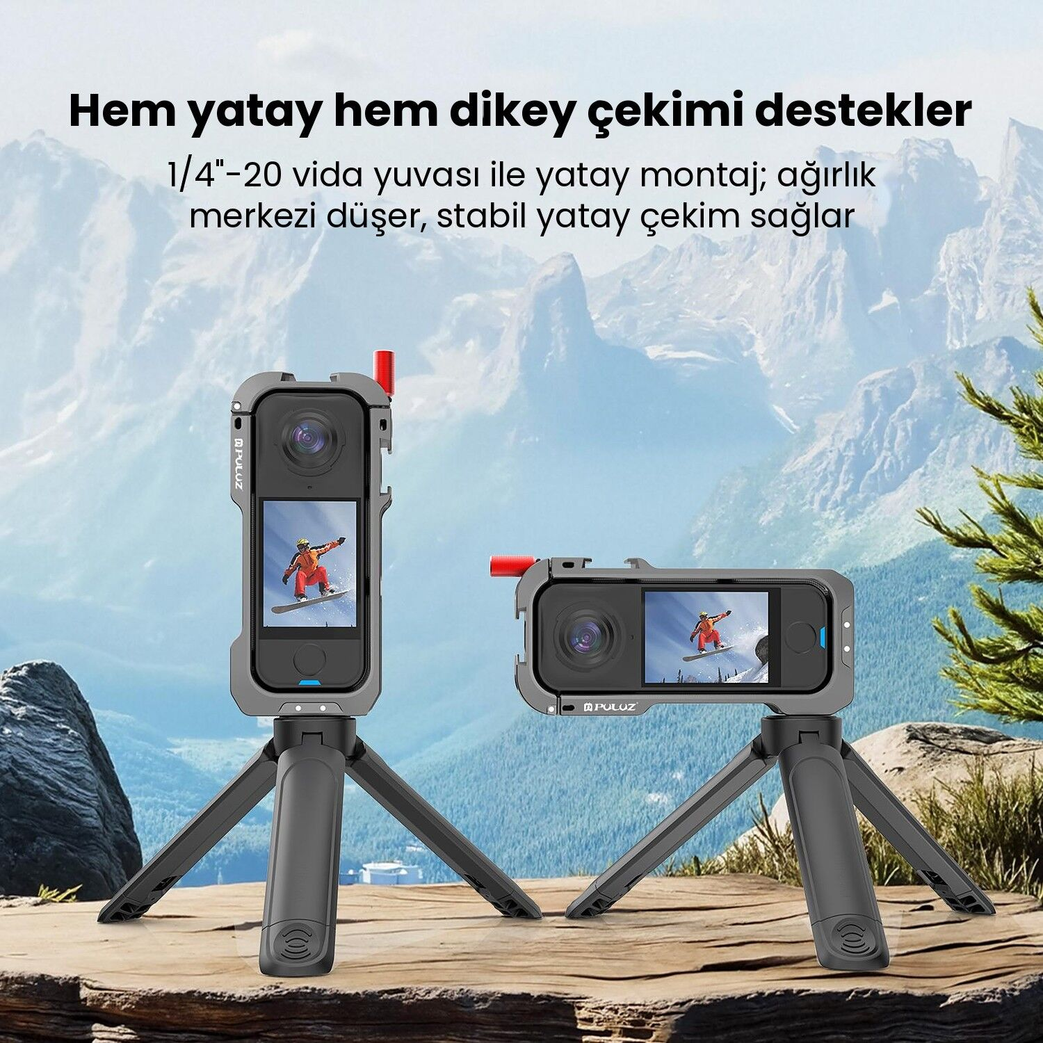 PULUZ Insta360 X4 Air Metal Kafes ve Lens Koruyucu Kapak