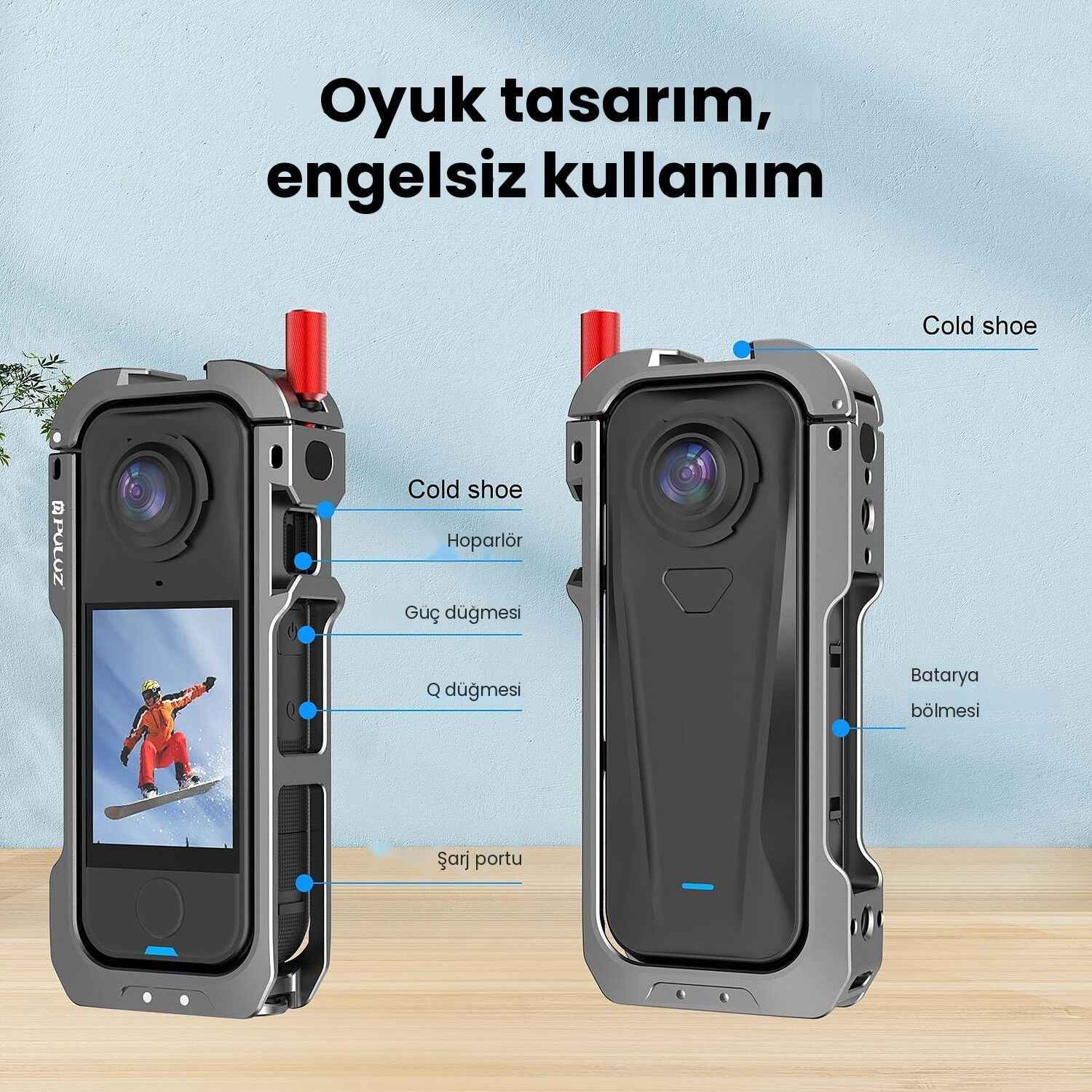 PULUZ Insta360 X4 Air Metal Kafes ve Lens Koruyucu Kapak