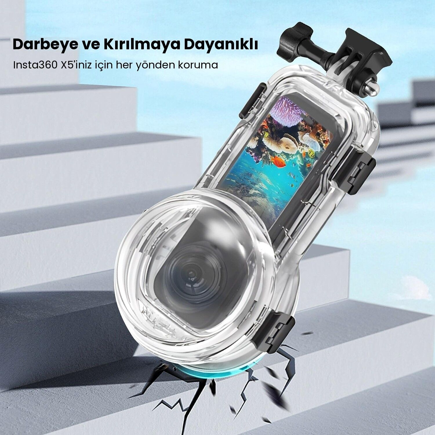 PULUZ Insta360 X5 60m Su Altı Dalış Kabı (Dive Case)