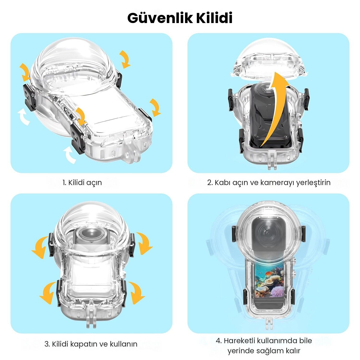 PULUZ Insta360 X5 60m Su Altı Dalış Kabı (Dive Case)