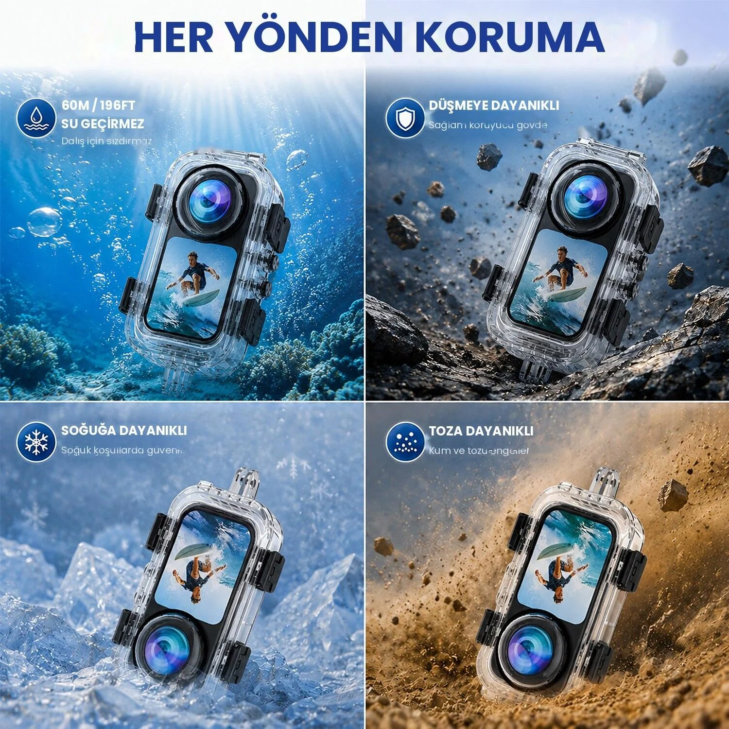 PULUZ Insta360 X6 60m Su Altı Dalış Kabı (Dive Case)