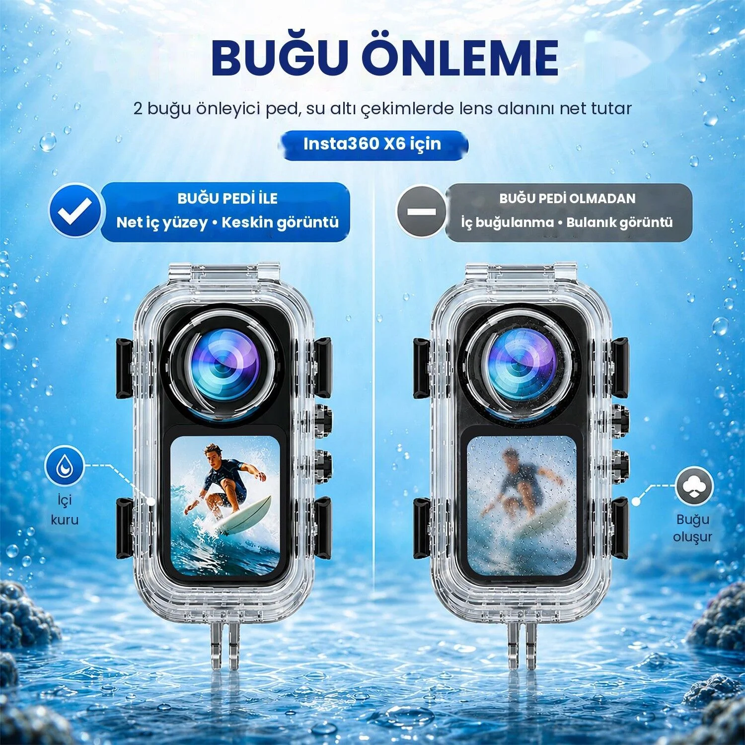 PULUZ Insta360 X6 60m Su Altı Dalış Kabı (Dive Case)