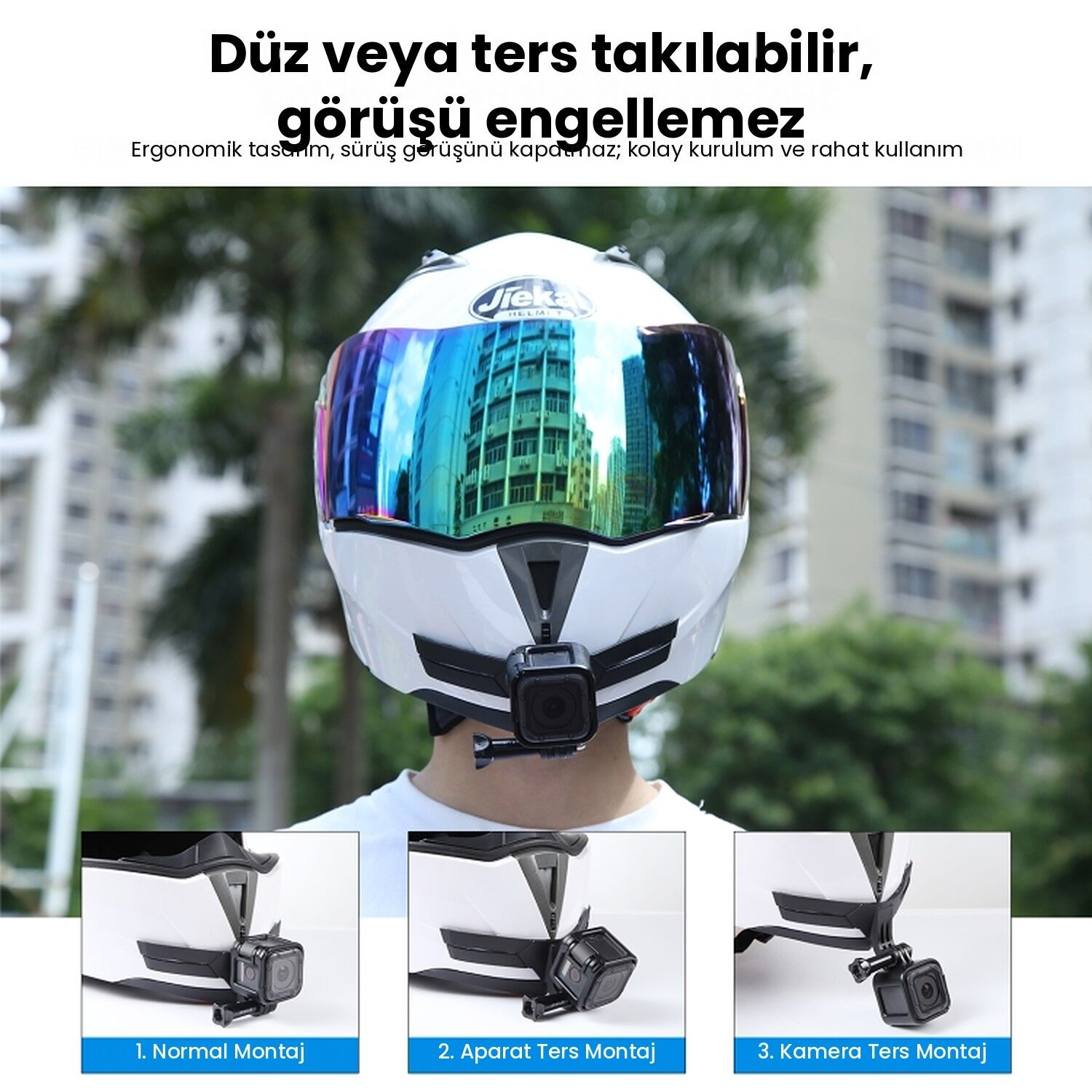 PULUZ Kavisli Kask Çene Aparatı Aksiyon Kamera