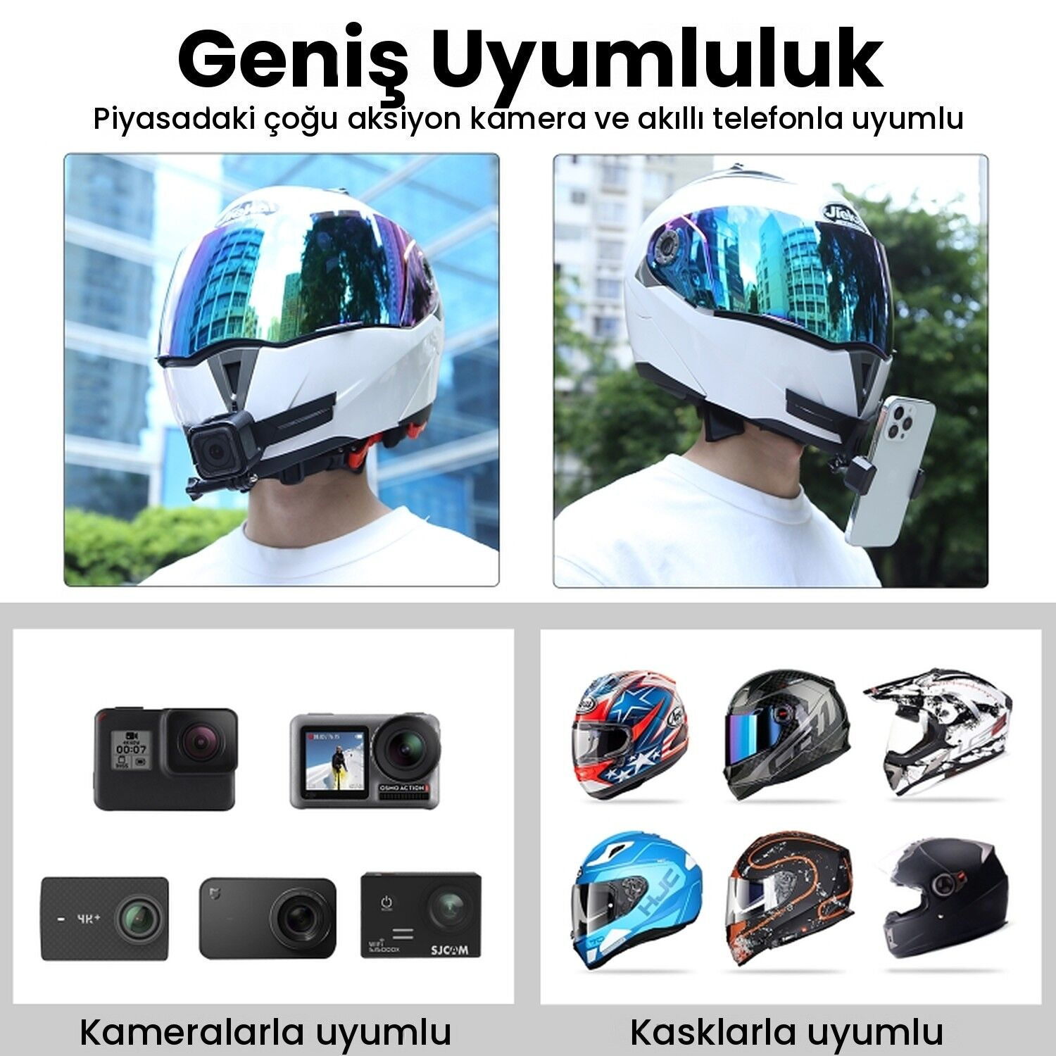 PULUZ Kavisli Kask Çene Aparatı Aksiyon Kamera