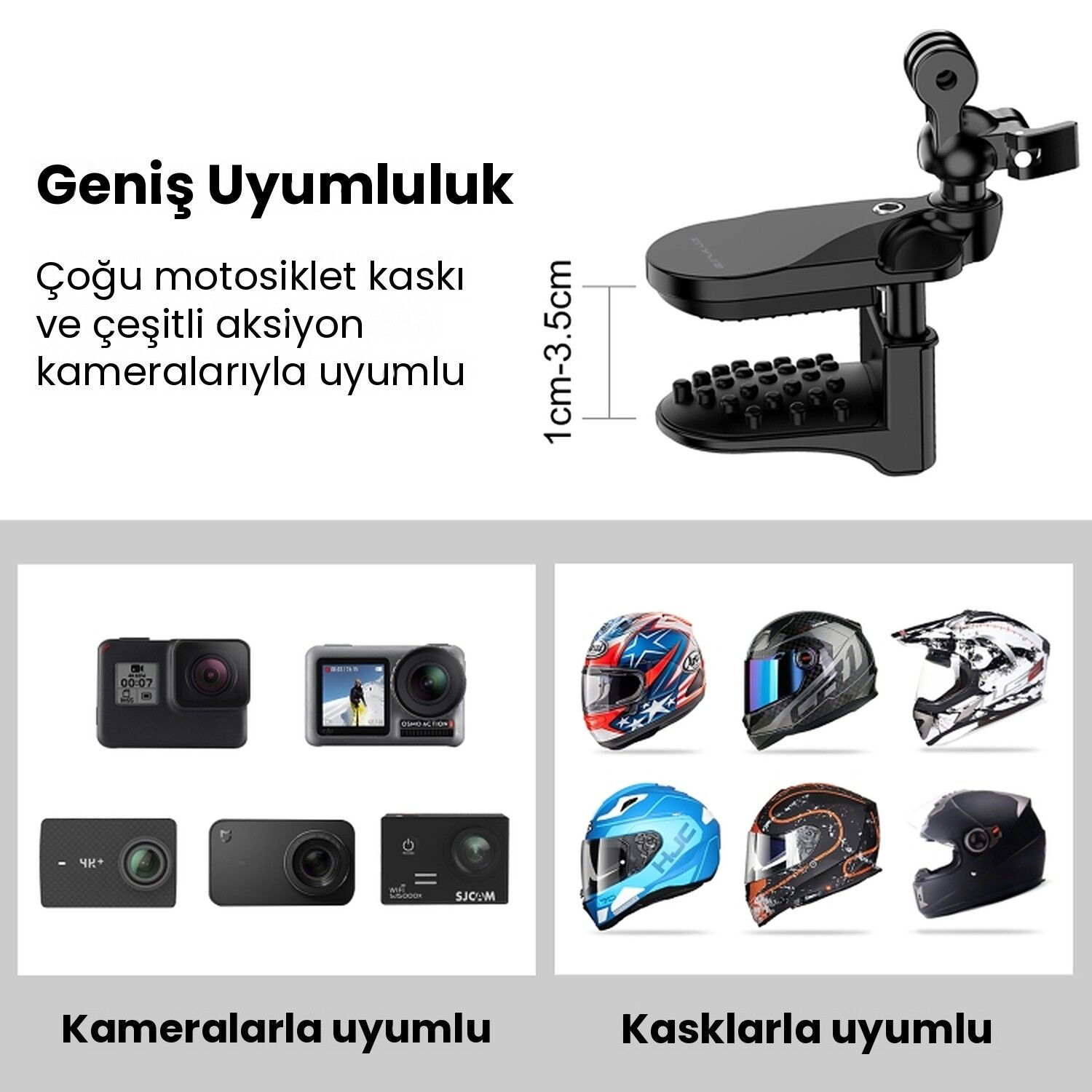 PULUZ Mandallı Kask Çene Aparatı Aksiyon Kamera