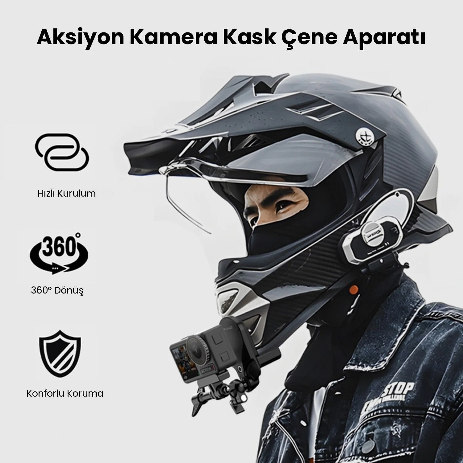 PULUZ Mandallı Kask Çene Aparatı Aksiyon Kamera