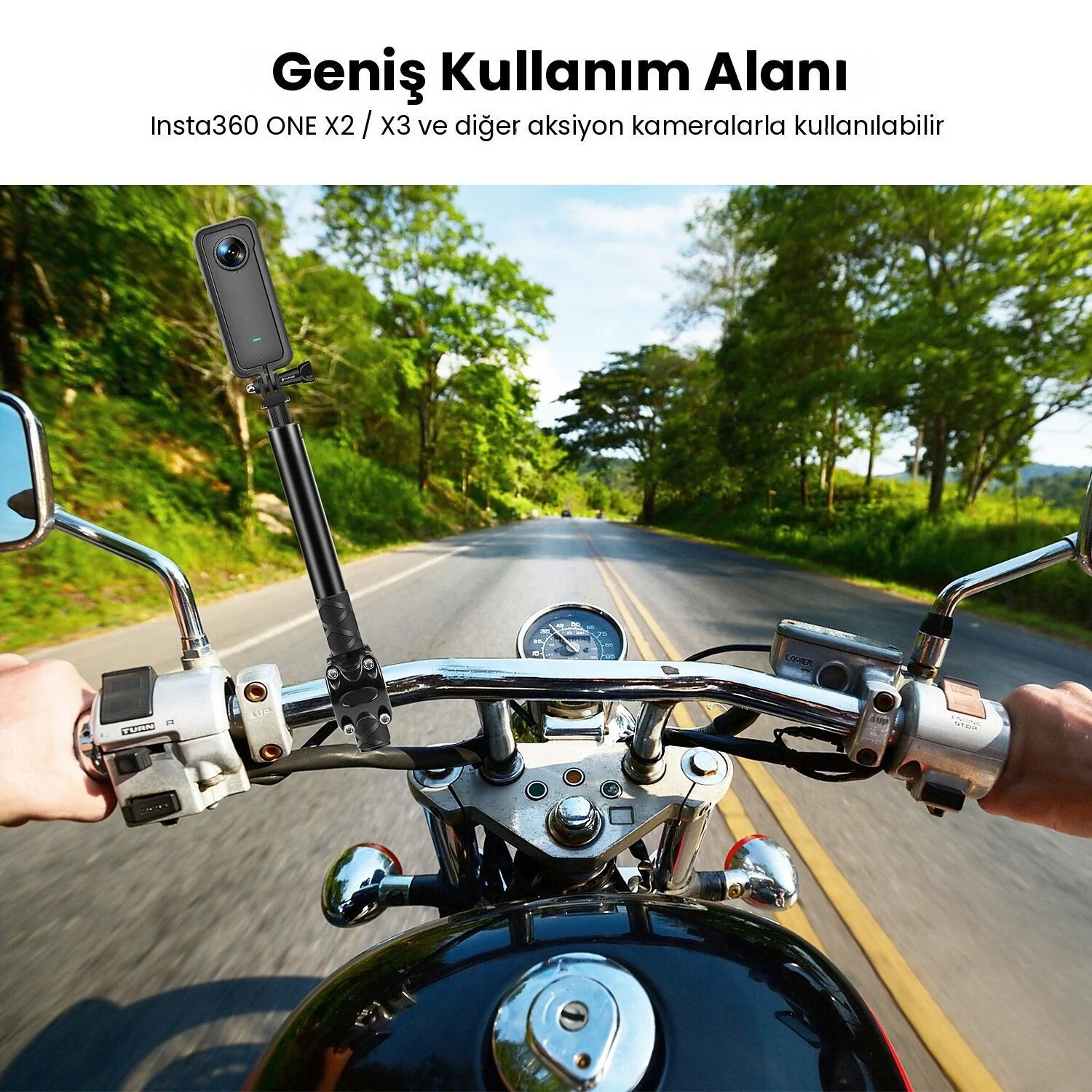PULUZ Motosiklet ve Bisiklet İçin Gidon Bağlantı Kiti ve Uzatma Çubuğu