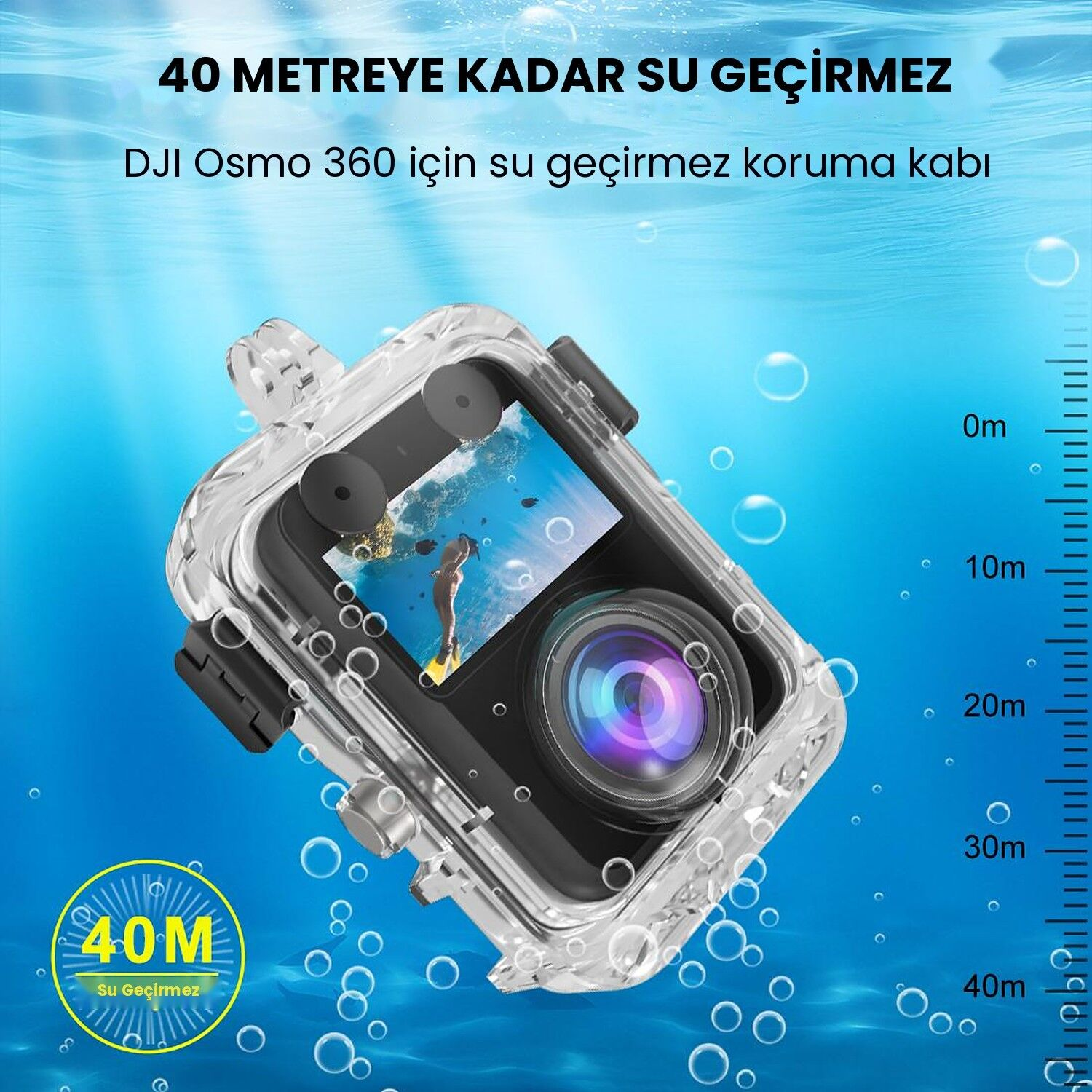 PULUZ Osmo 360 / 360 II 40m Su Altı Dalış Kabı (Dive Case)