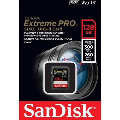 SanDisk 128GB Extreme PRO SD UHS-II Kart (V90)