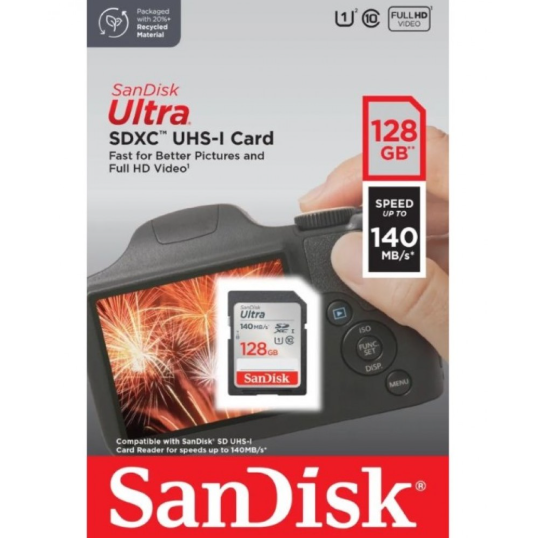 SanDisk 128GB Ultra 140Mb/s UHS-I SDXC Hafıza Kartı