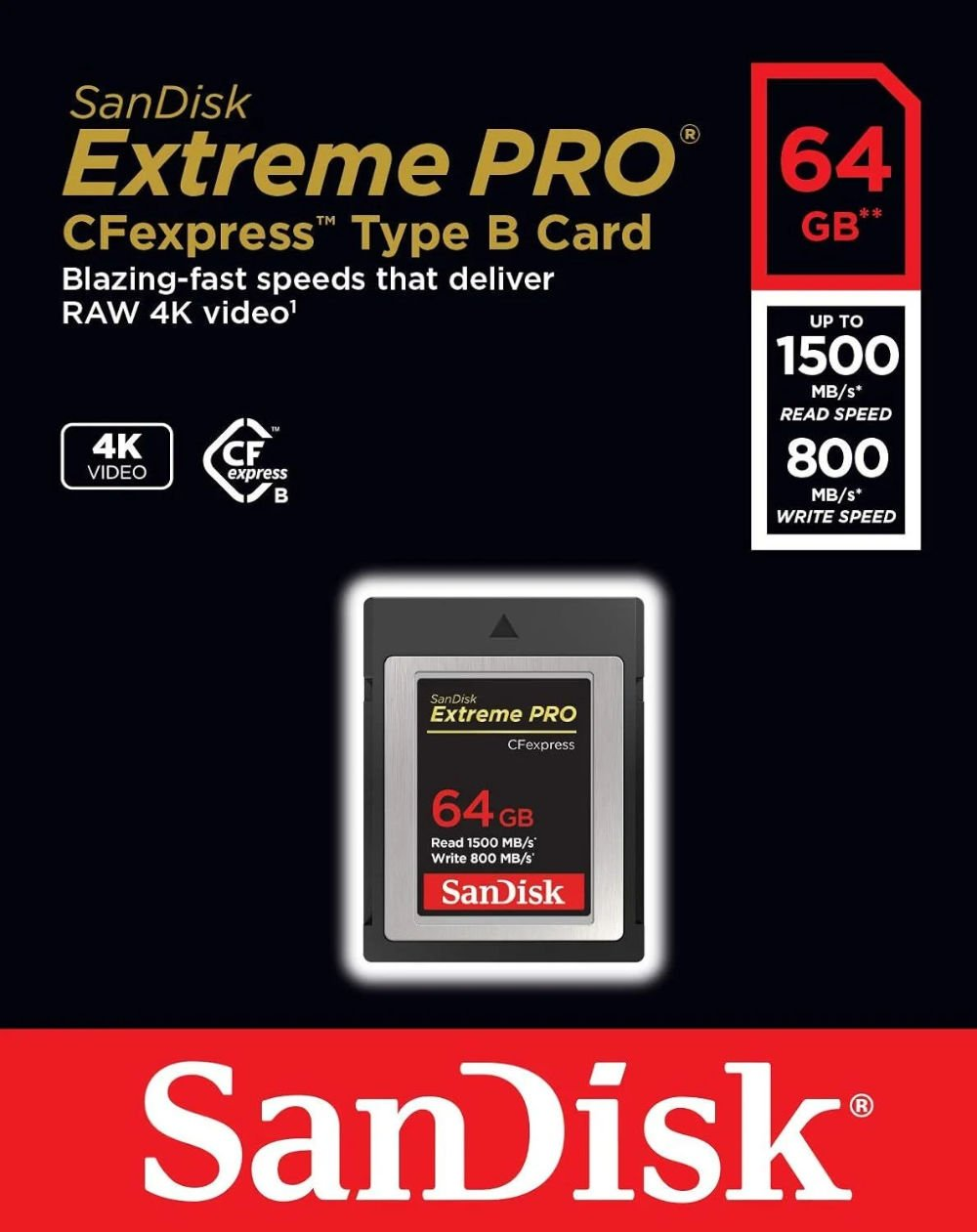 SanDisk Extreme PRO® CFexpress® Kart Type B - 64GB
