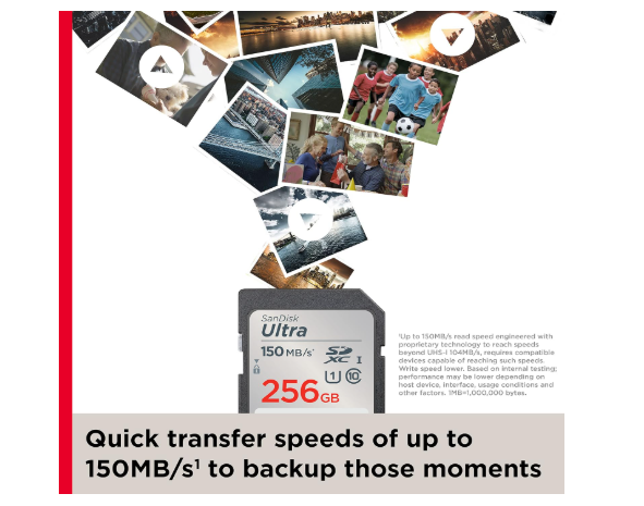 SanDisk Ultra SDXC 256GB 150MB/s R UHS-I Kart