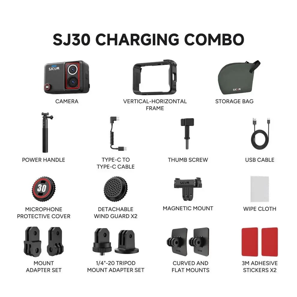 Sjcam SJ30 Aksiyon Kamerası 8K / 20 Şarj 6 Eksenli Combo Paket