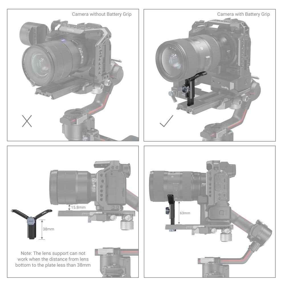 SmallRig 2850 DJI RS 2  için Genişletilmiş Lens Desteği