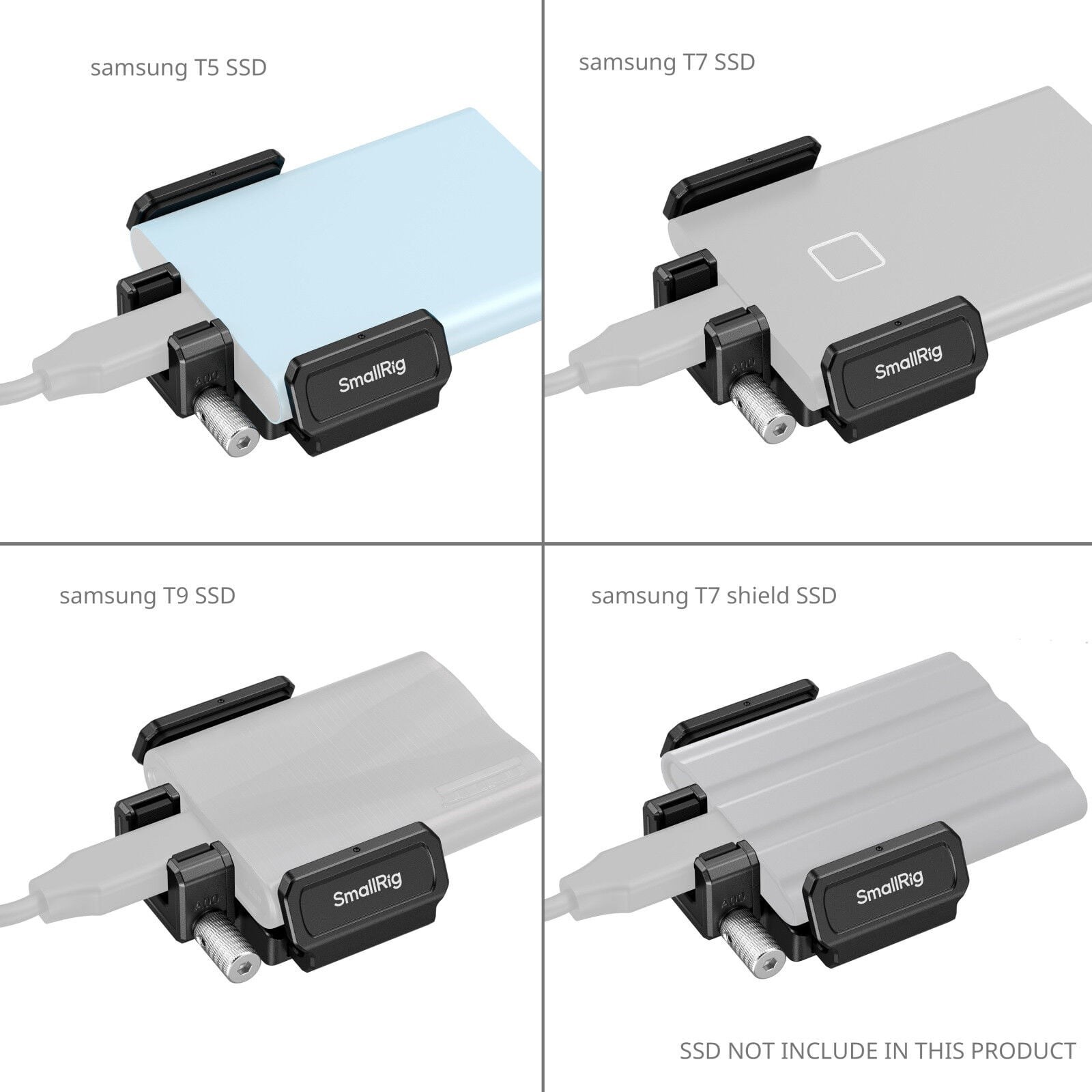 SmallRig 3272B SSD Kelepçesi Samsung T5 / T7 / T7 Shield / T9  ile uyumlu