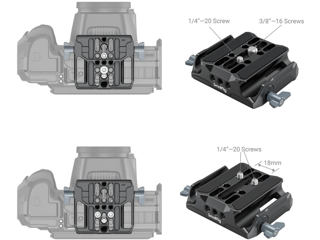 SmallRig 3357 Çift 15mm Çubuk Kelepçeli Evrensel Taban Plakası Baseplate