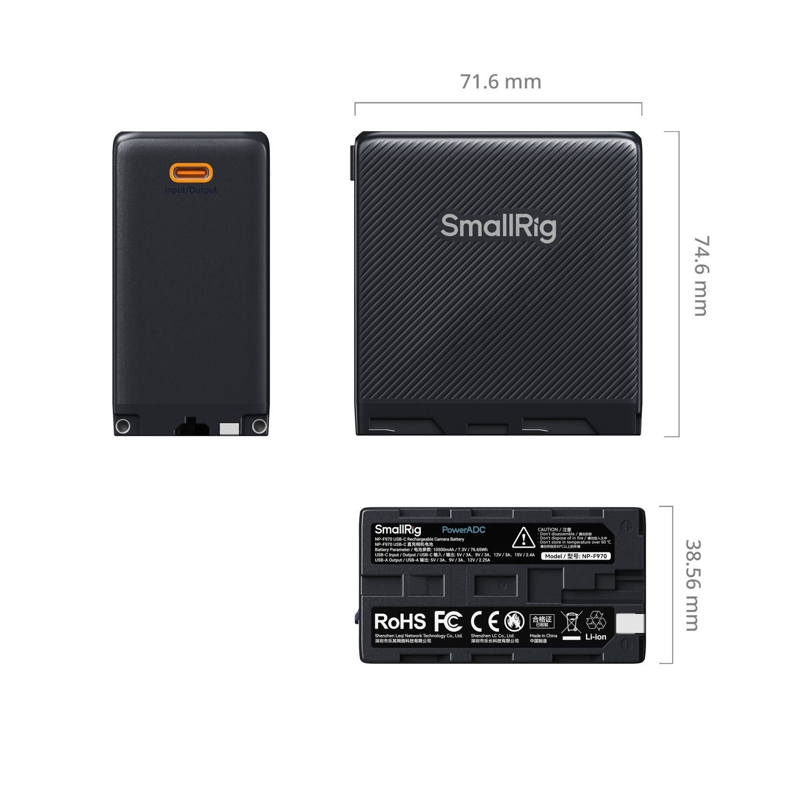 SmallRig 4469 Sony NP-F970 USB-C Şarj Edilebilir Kamera  Pili (Siyah)