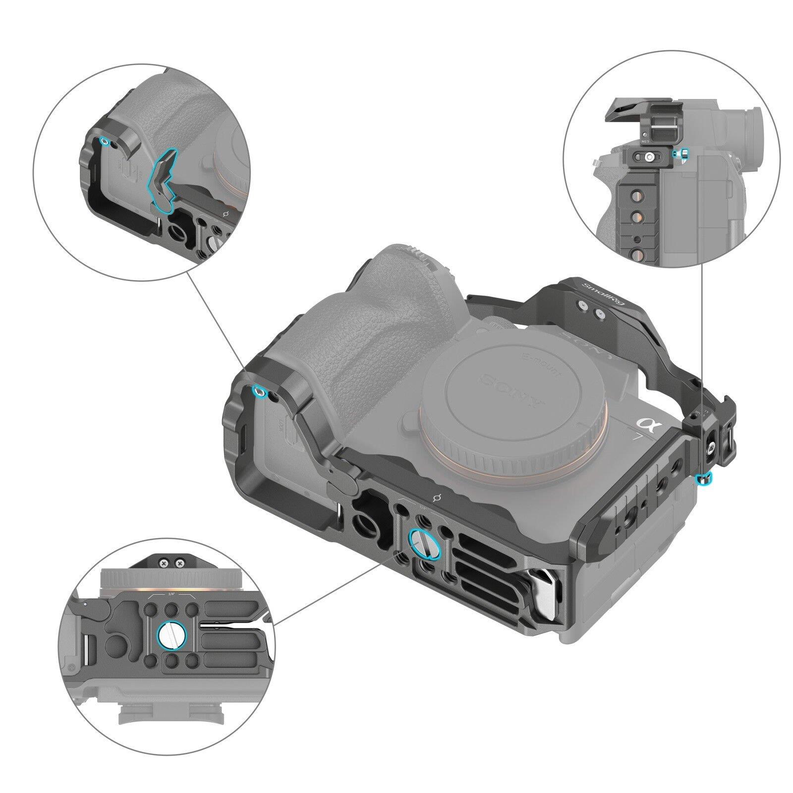 SmallRig 4539 HawkLock Hızlı Çıkarma Gelişmiş Kafes Kiti Sony Alpha 7R V / Alpha 7 IV / Alpha 7S III  için