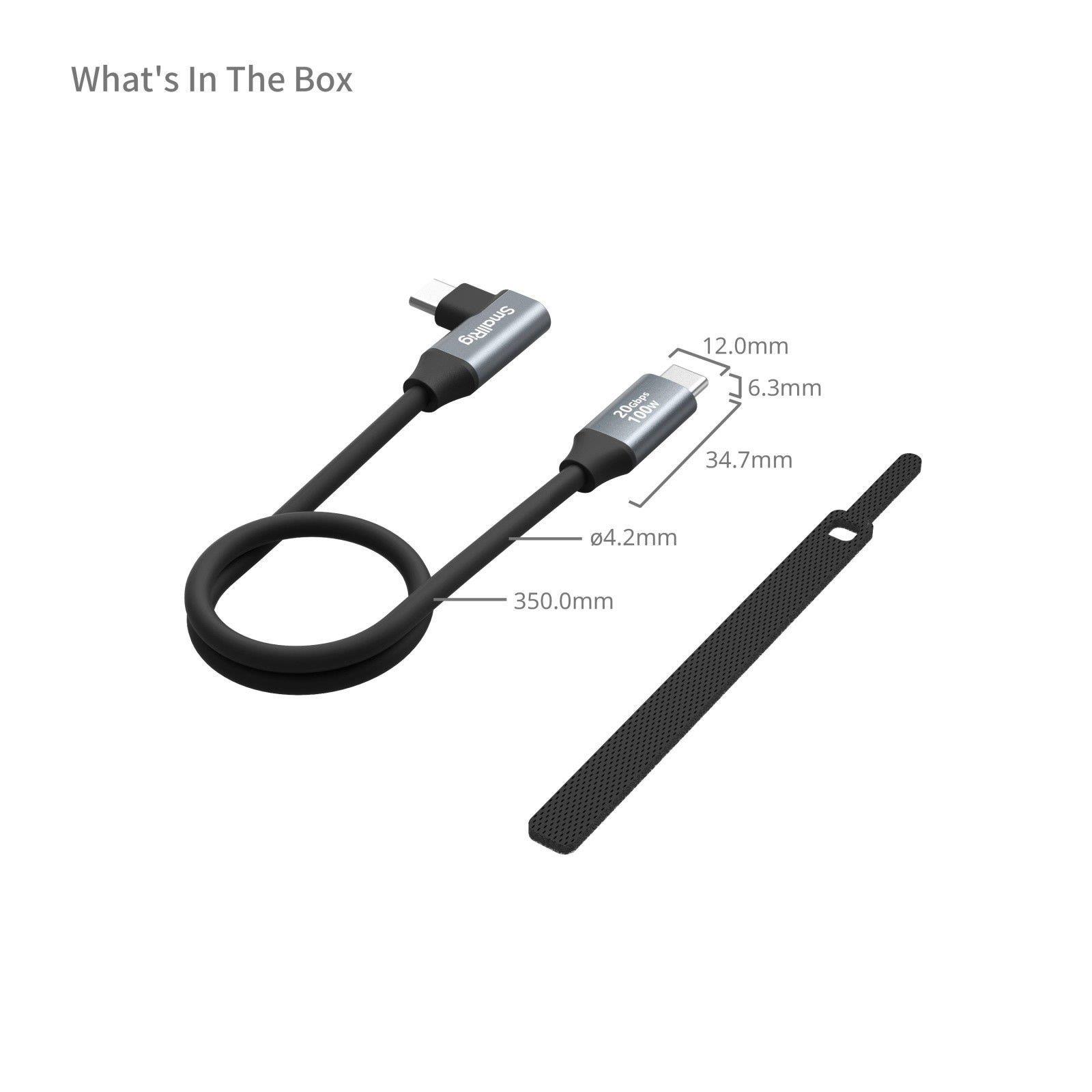 SmallRig 4790 USB-C (Düz) - USB-C (Açılı) Veri Kablosu (35 cm)