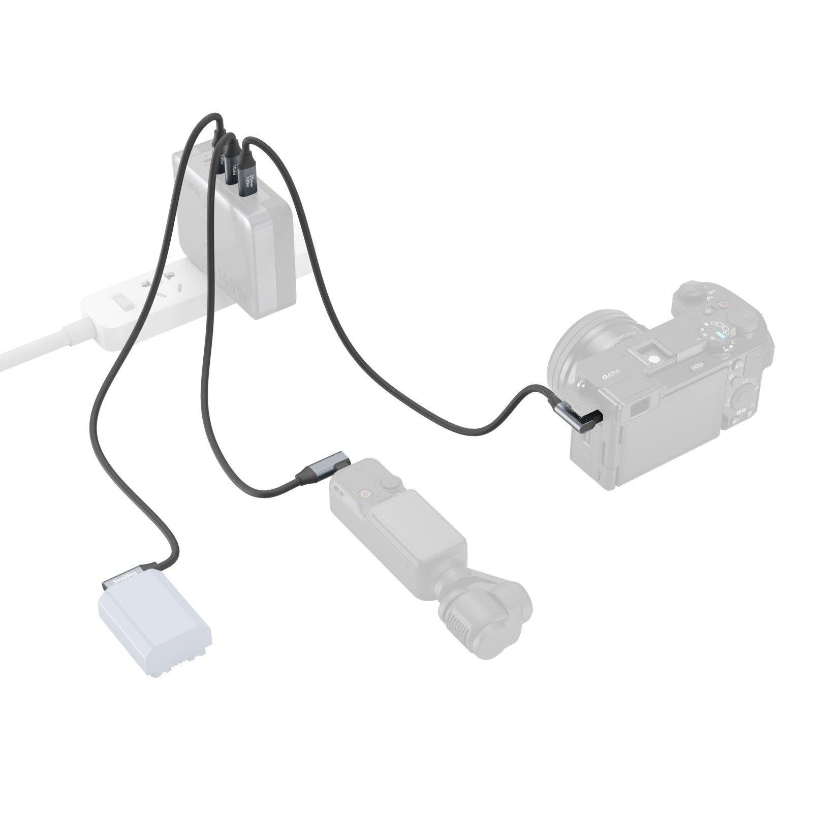 SmallRig 4790 USB-C (Düz) - USB-C (Açılı) Veri Kablosu (35 cm)