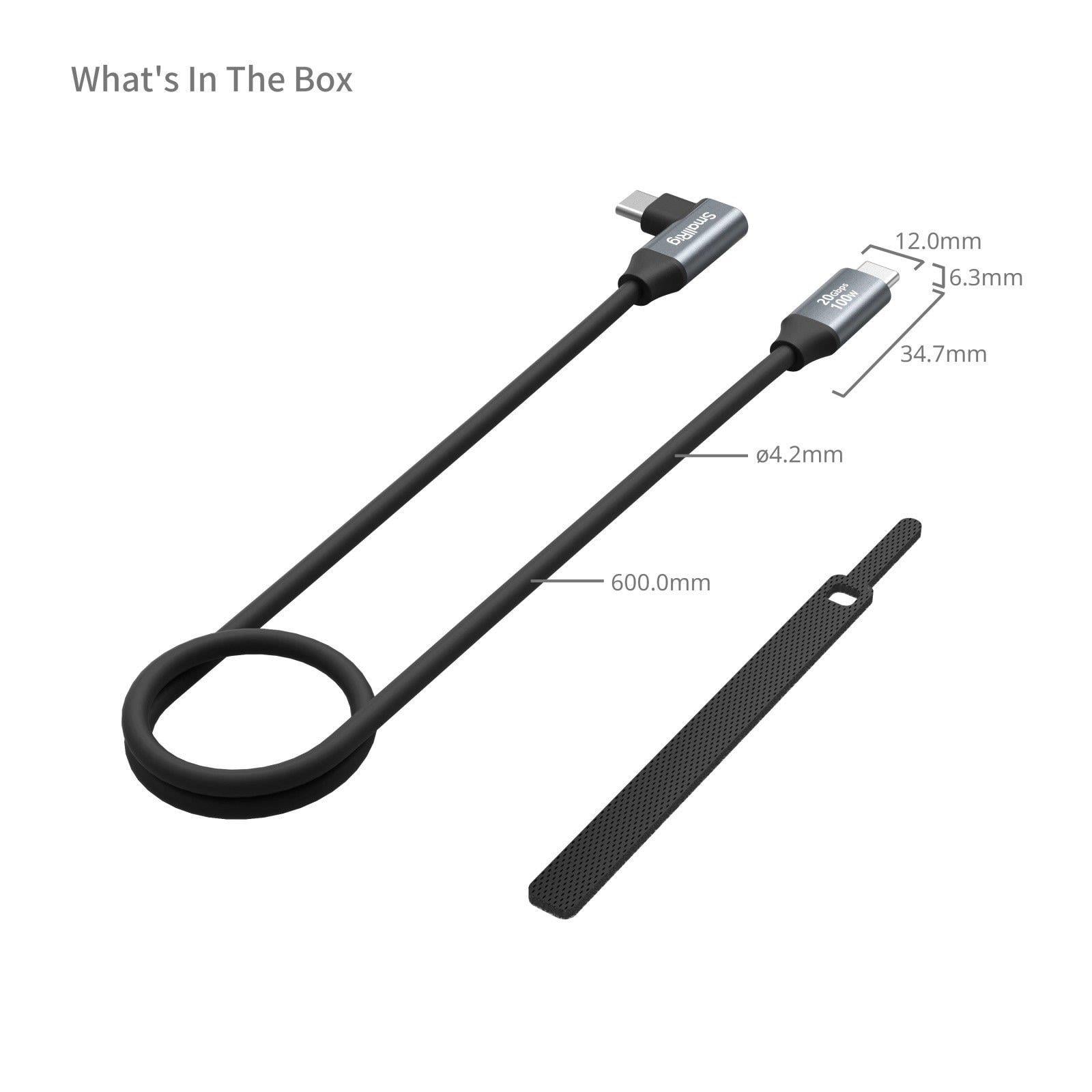 SmallRig 4791 USB-C (Düz) - USB-C (Açılı) Veri Kablosu (60 cm)