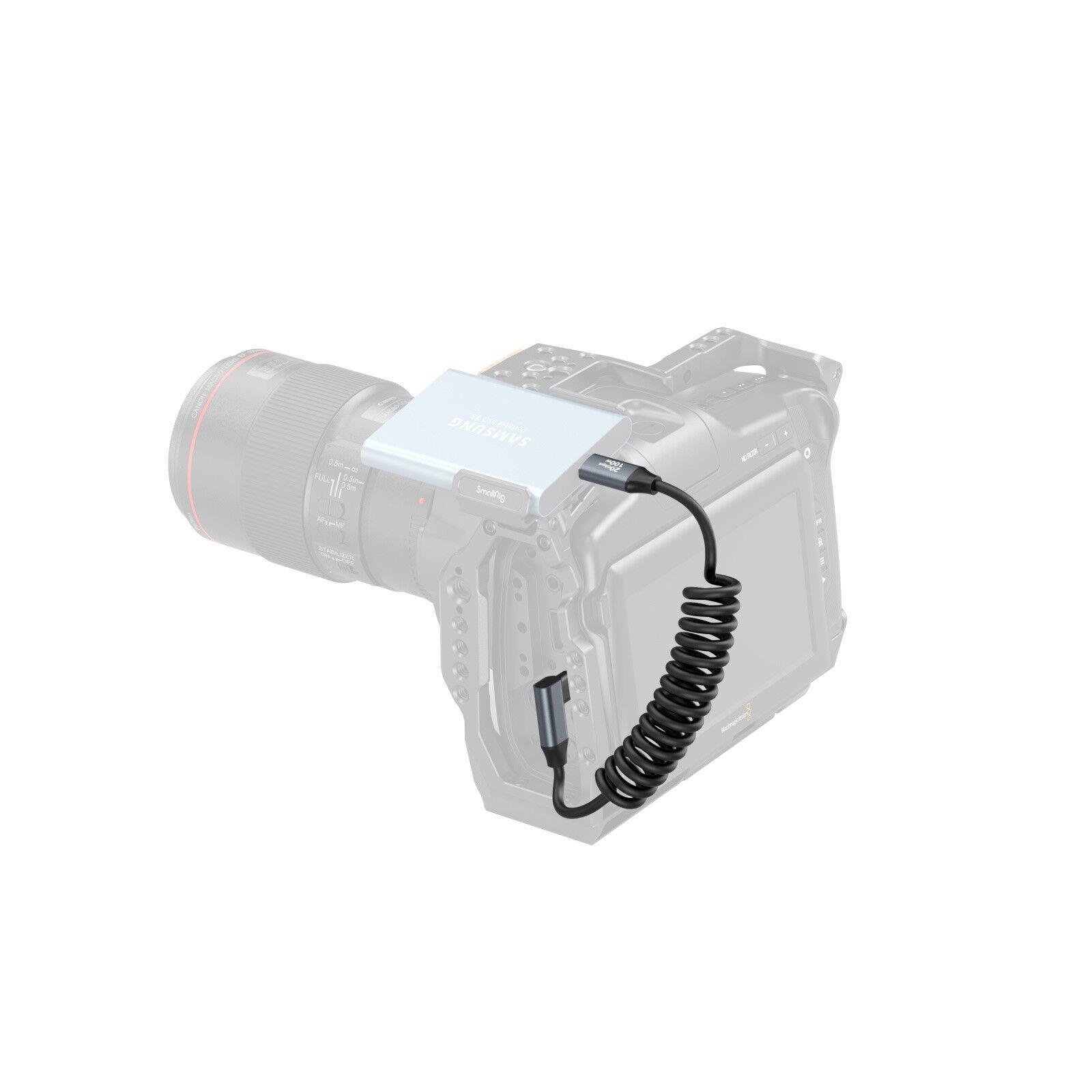SmallRig 4792 USB-C (Düz) - USB-C (Açılı) Sarmal Veri Kablosu