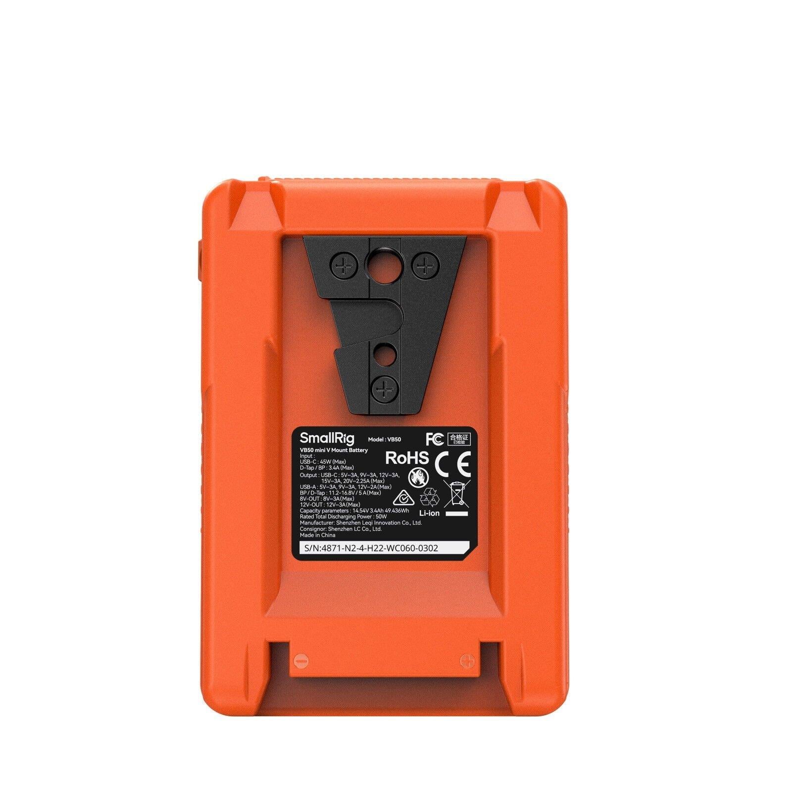 SmallRig 4871 VB50 Mini V Montajlı Pil (Turuncu)